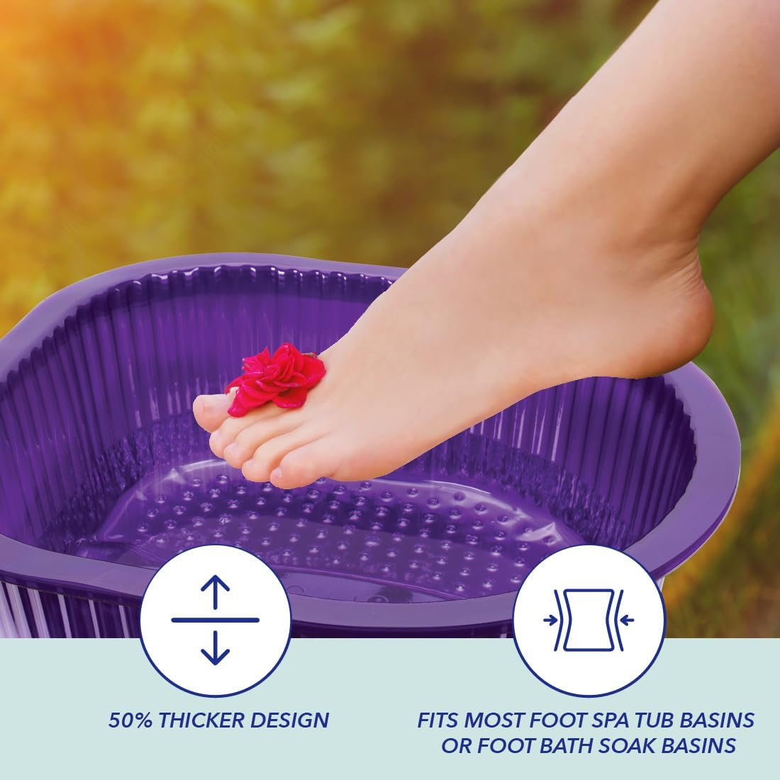 Forpro Universal Pedi Bath Liners - 50% THICKER - Fit Footsie Bath plus Foot Bath, Disposable Pedicure Foot Tub Liners for Foot Spa Basins & Foot Bath Soaks, Purple, 100-Count image number 2