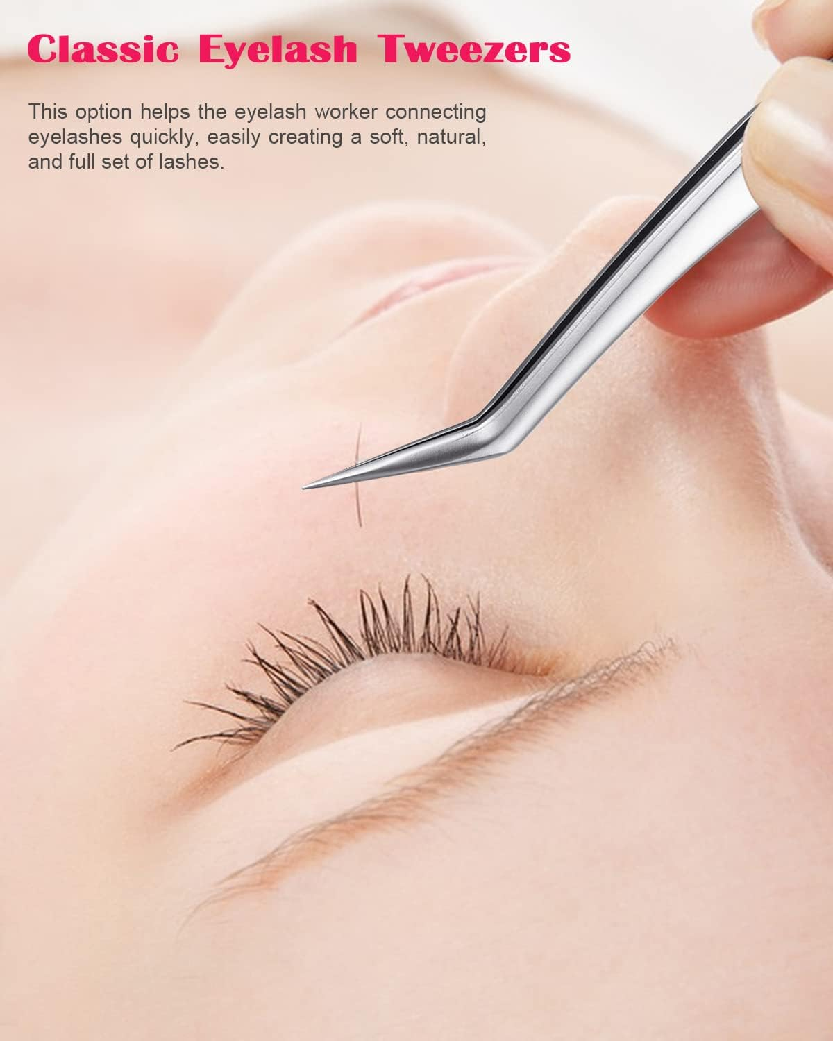 FVION 2 Pieces Eyelash Enhancer, Curved Eyelash Extension Tweezers/Eyebrow Brushes - Tweezers for False Eyelash Extensions, Eyelash Separator Comb, Lash Lift Makeup Tool - Pack Of 2 Pink image number 3