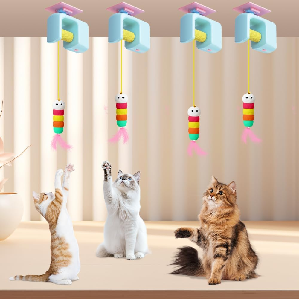 Mesen Cat Toy Self-Employment Door for Cats, Cat Toys Door Frame Electric, Interactive Cat Toy Door Hanging with 2 Feather Toys, Cat Toy Rechargeable
