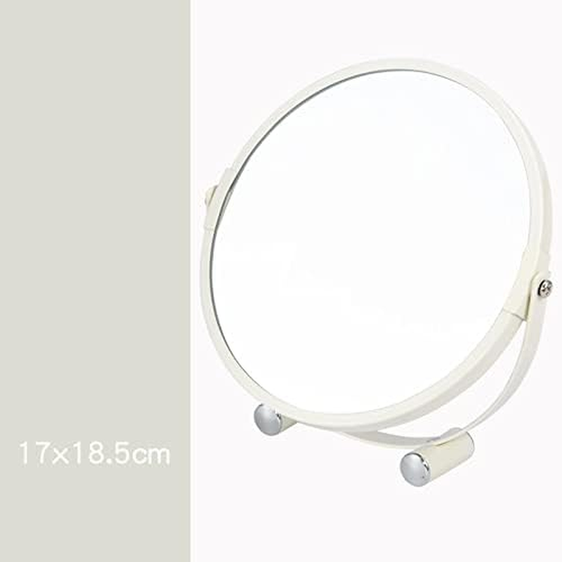 Double Sided Vanity Mirror Makeup Mirror Tabletop Mirror ，1X and 3X Magnifying Mirror Metal Frame round Free Standing Makeup Mirror for Bedroom Bathroom (White) image number 1