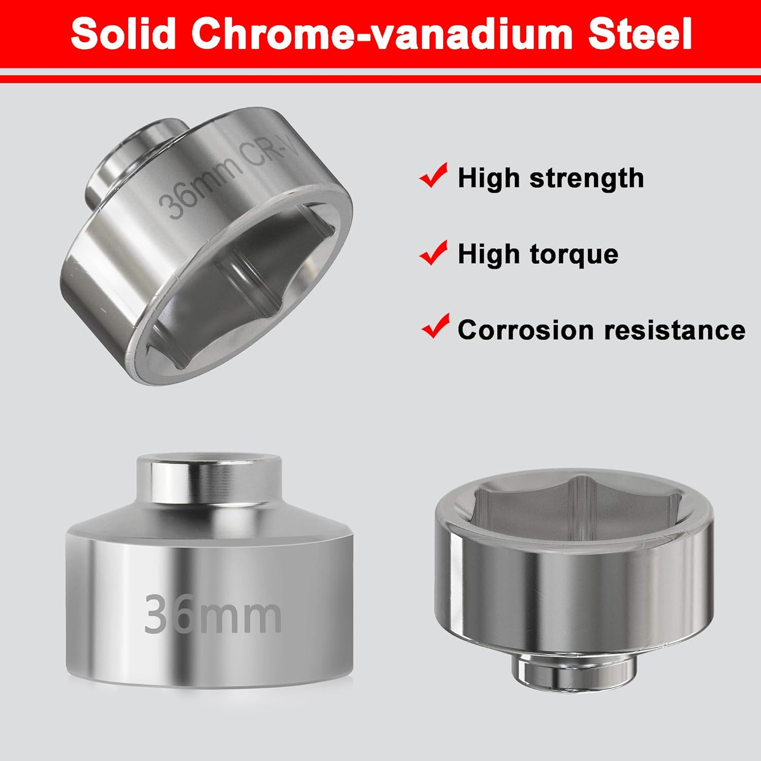 RUNEWAX 36MM Oil Filter Removal Wrench Socket Tool Set for BMW Mini, Volvo, Audi, VW, Porsche, Ford