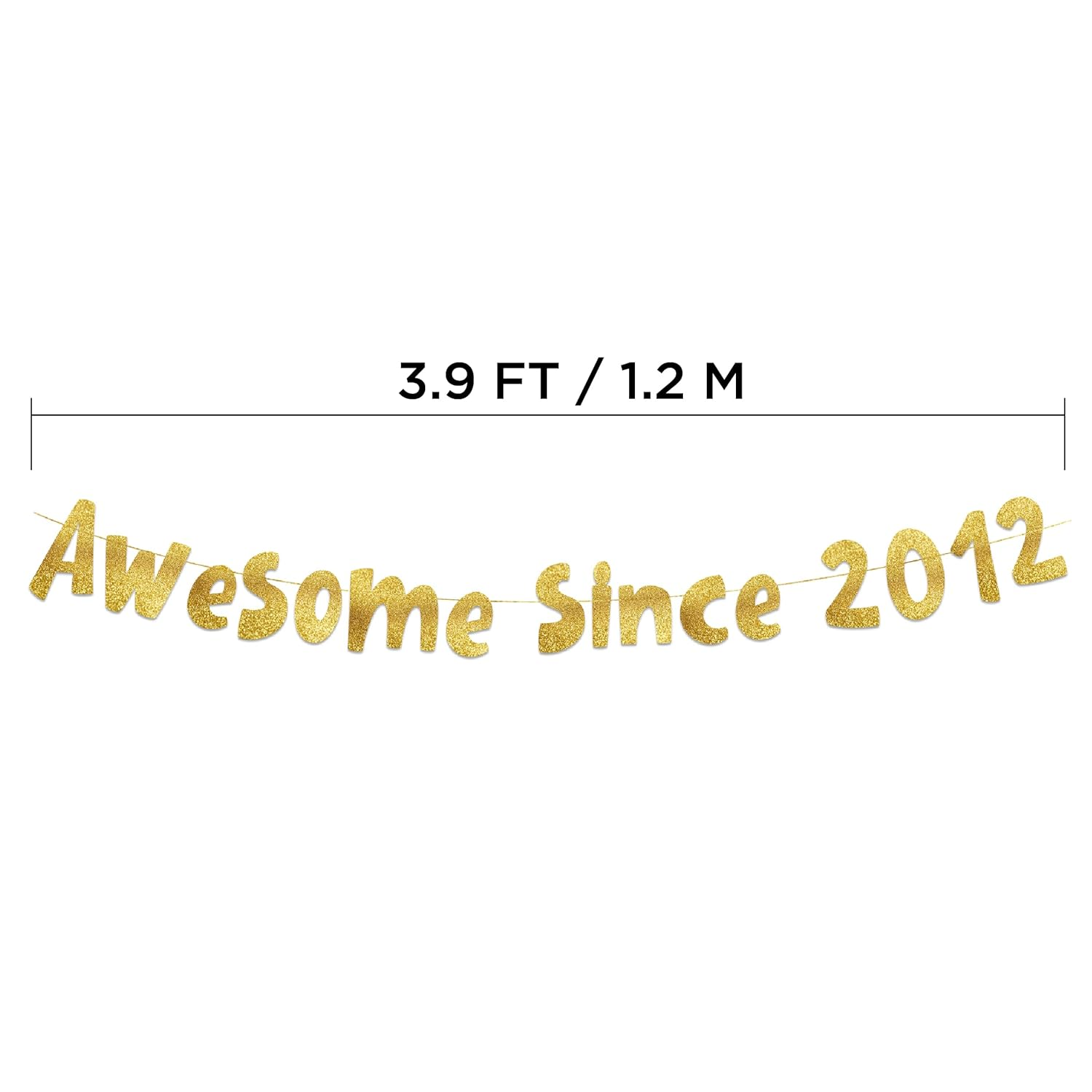 Awesome since 2012 Gold Glitter Banner - 13Th Birthday and Anniversary Party Decorations image number 1