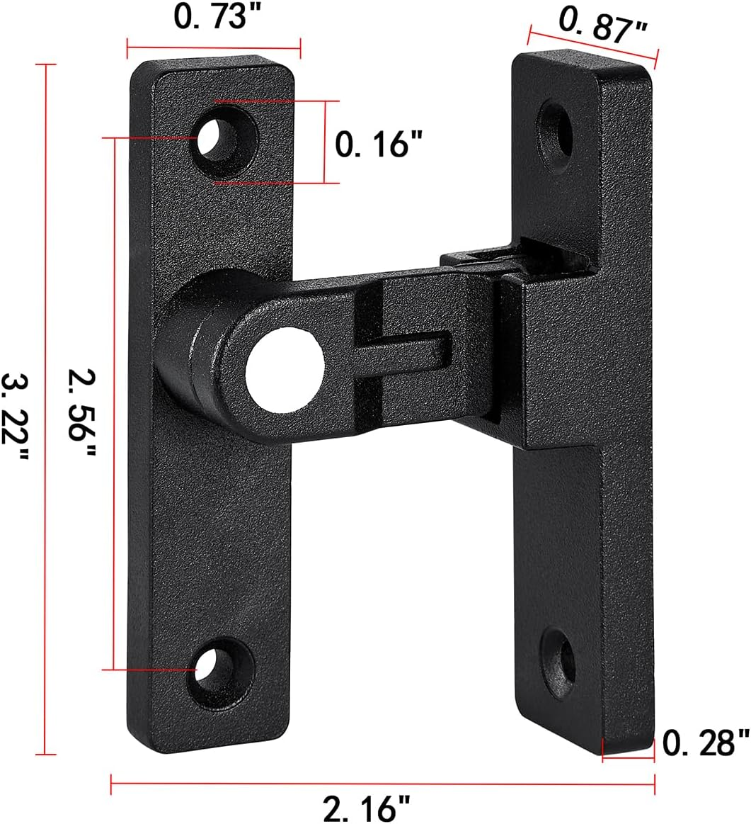 Wocoe 90 Degree Barn Door Latches,Zinc Alloy Right Angle Gate Latches,Door Security Sliding Door Latch Lock Fo Cabinets Bathroom Barn Door Garden Window Garage Door (Matte Black (Luminous)) image number 4
