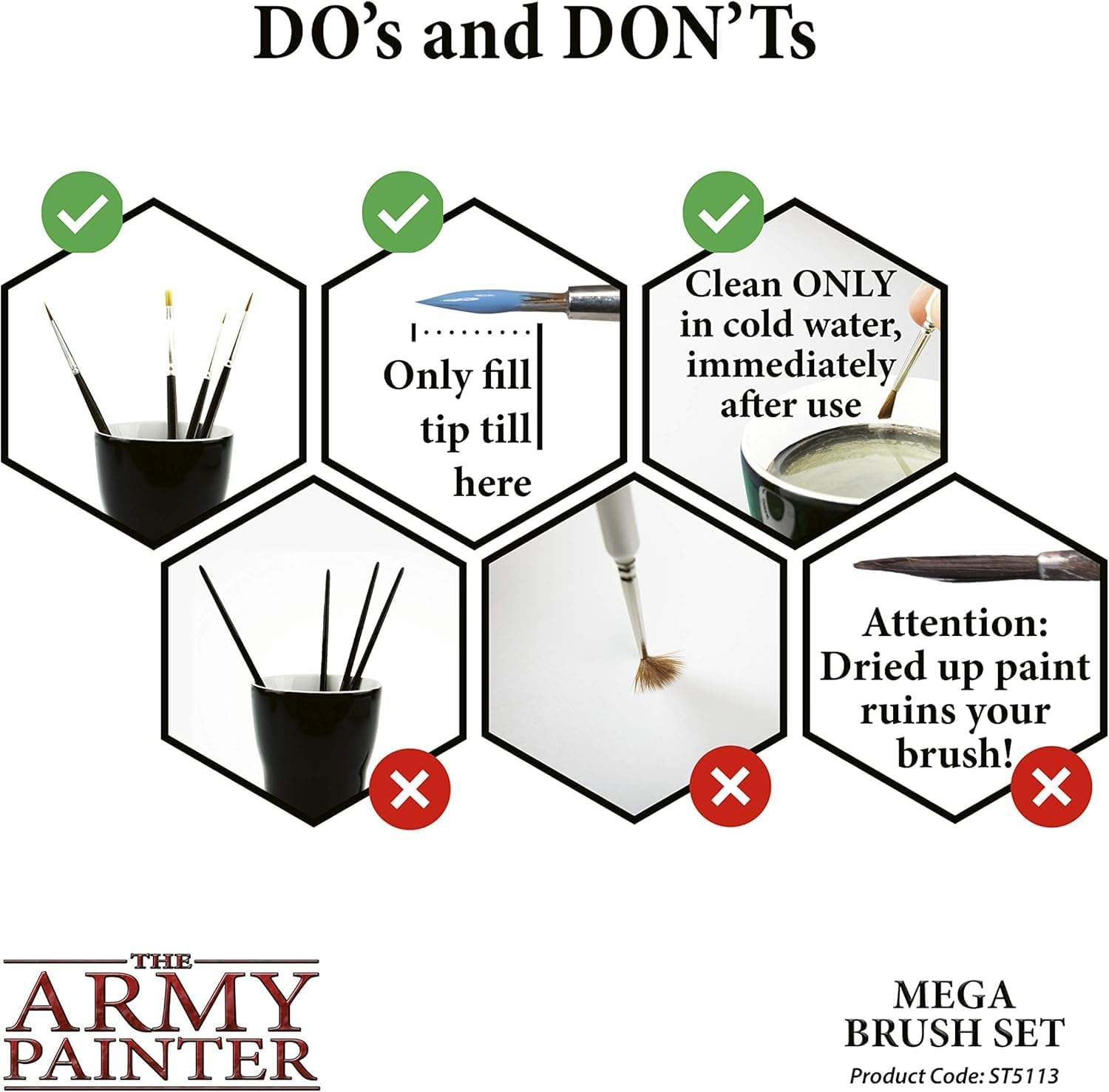 10 Miniature Paint Brushes with FREE Masterclass Kolinsky Sable Hair Brush - Durable Miniatures Paint Brush Set, Wargamer Brushes with Comfortable Grip - Wargames Mega Brush Set by the Army Painter image number 3