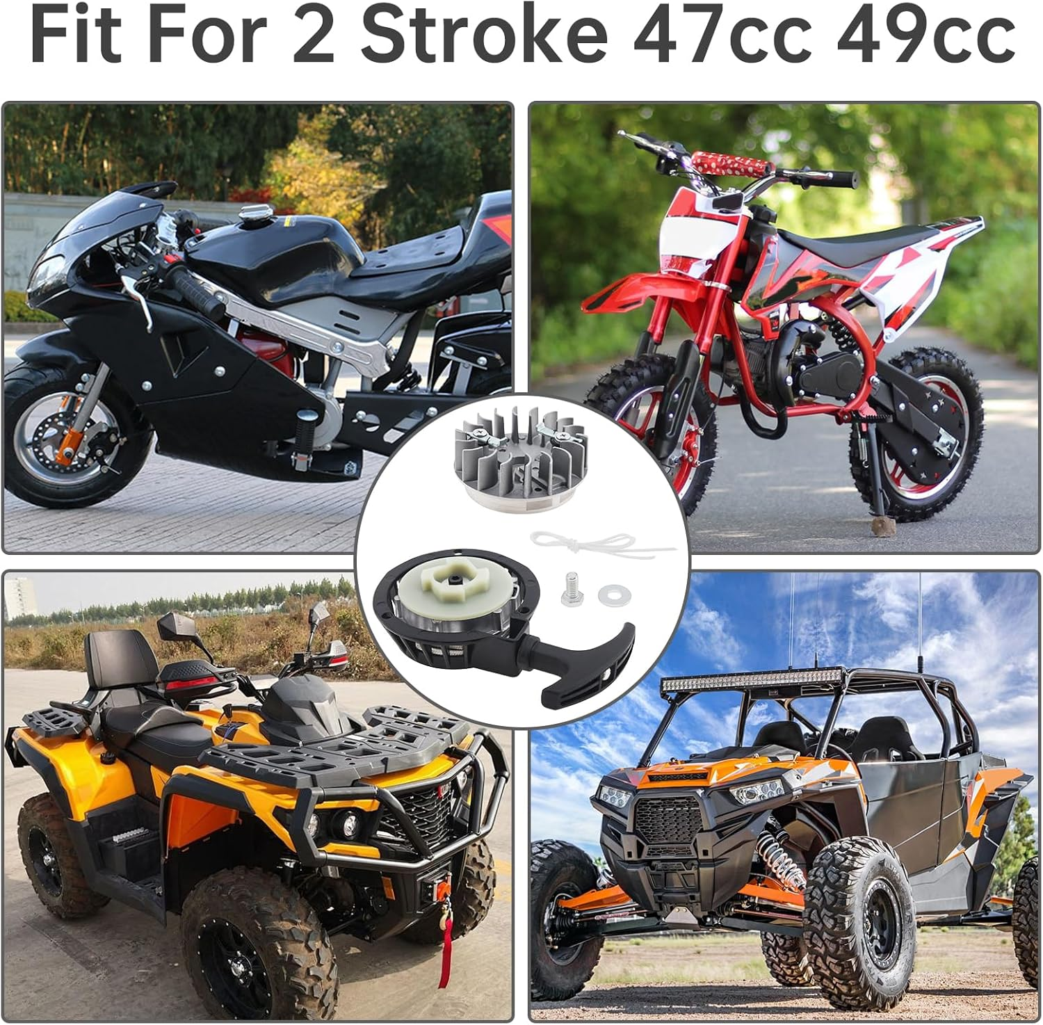 Windance Aluminum Alloy Pull Recoil Starter for 2 Stroke 47Cc 49Cc Taotao Coolster Chinese Mini ATV Quad 4 Wheeler Go Kart Pit Dirt Pocket Bike