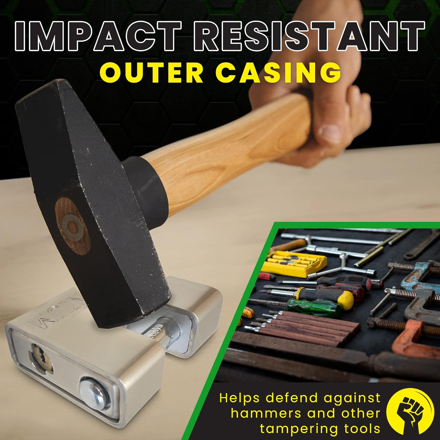 BRP/74 [Armoured] Shipping Container Padlock - [Anti Drill Cylinder] - Heavy Duty Lock for Storage Unit, Motorbike, Shed & Garage Silver image number 1