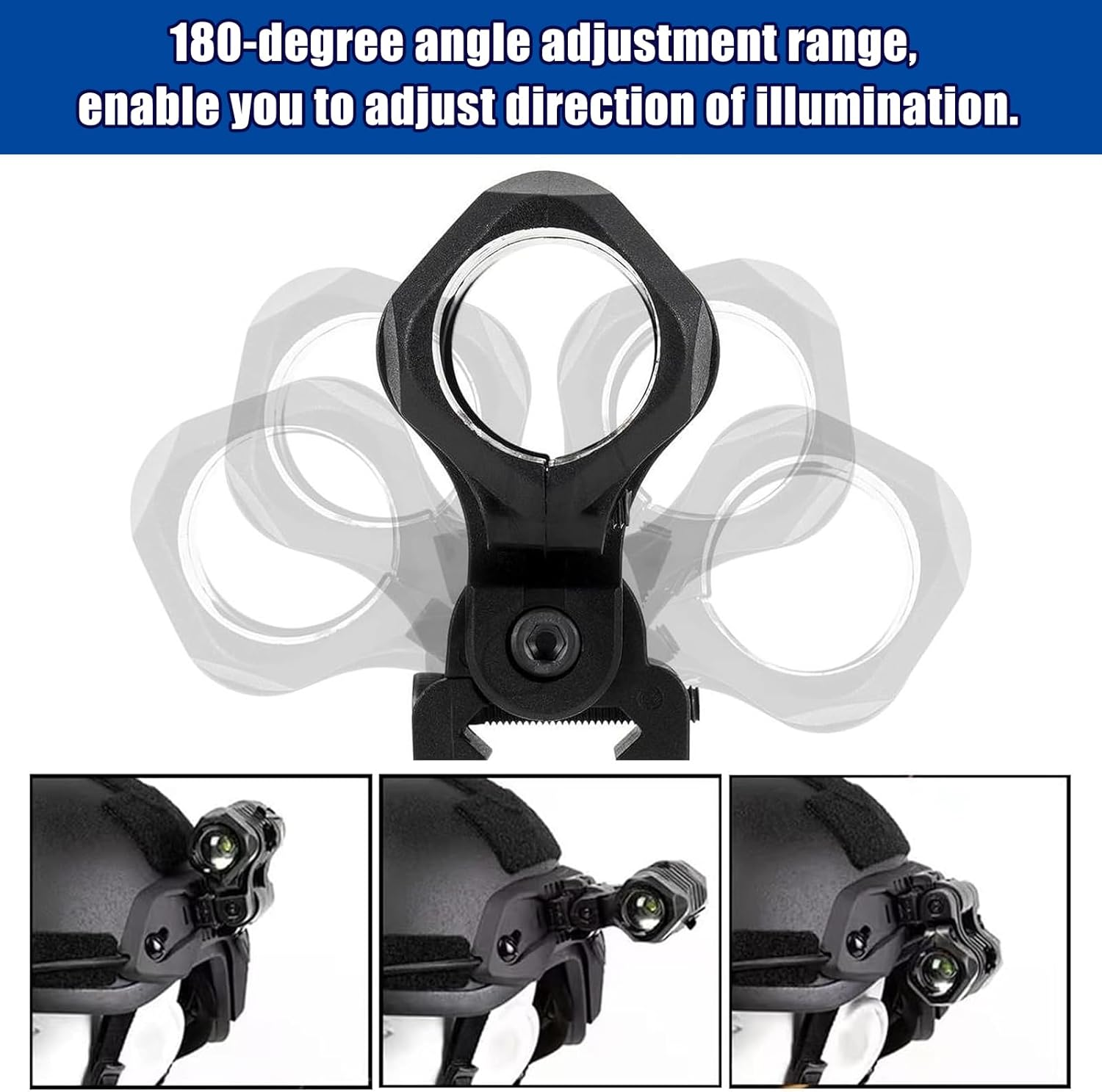 Tactical Helmet ARC Rail Light with Mount LED Mini Zoomable Helmet Flashlight with Strobe/Strong/Low Lamp 200 Lumens, Pocket Pen Flashlight with 20Mm Picatinny Rail Mount Storage Box Charger - Brown image number 3