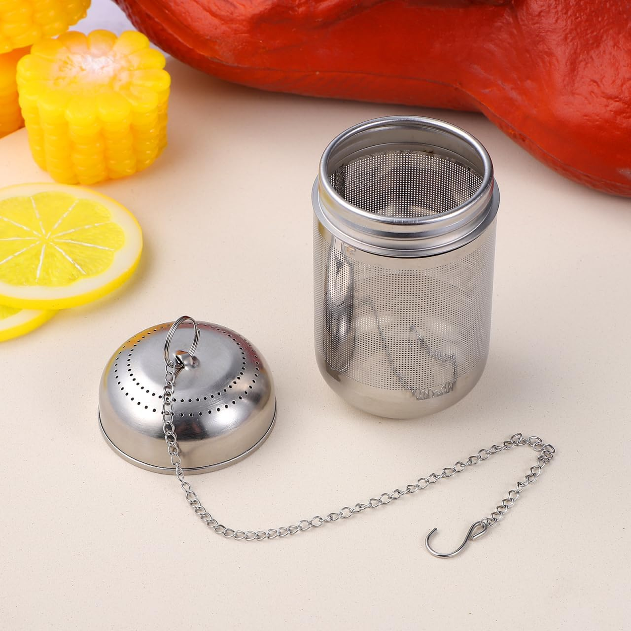 BESTOYARD Stainless Steel Seasoning 9.5Cm Ball Mesh Tea Filter, Spice Strainer for Cooking, Herb Infuser for Stews and Soups, Silver image number 2