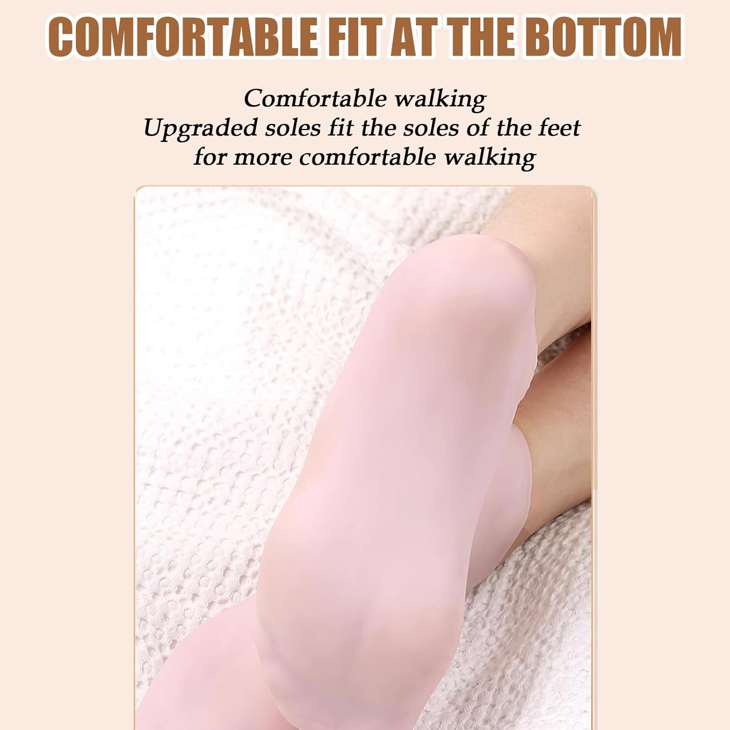 Qkbuza Women'S Foot Socks - Moisturizing Skin-Friendly Liquid Silicone Foot Socks,Ergonomic U-Shape Spa Cover for Cracked Heel Men Women - Pink Foot Mask image number 6