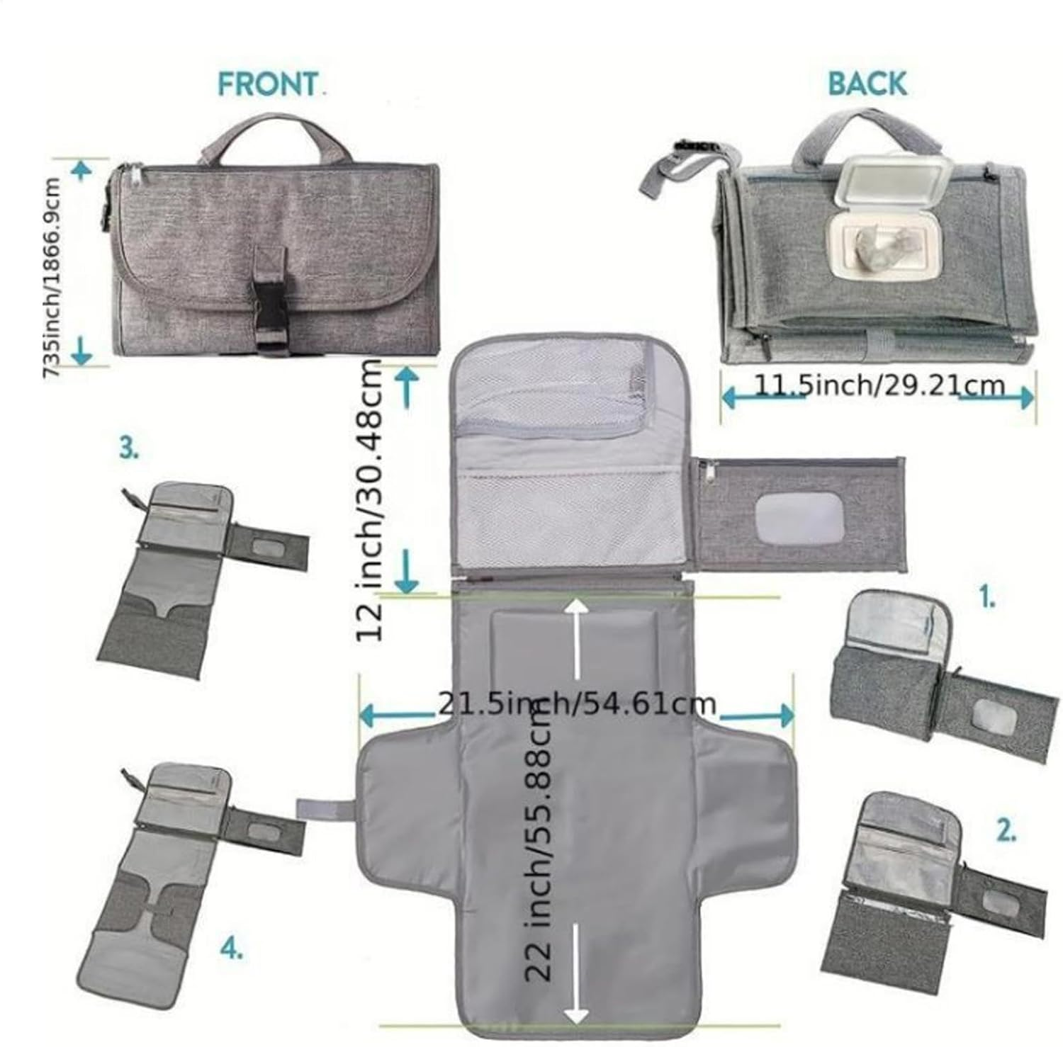 Portable Diaper Changing Station | Foldable Diapering Changing Mat - Reusable Compact Changing Station, Waterproof Changing Pad for Girls and Boys image number 5