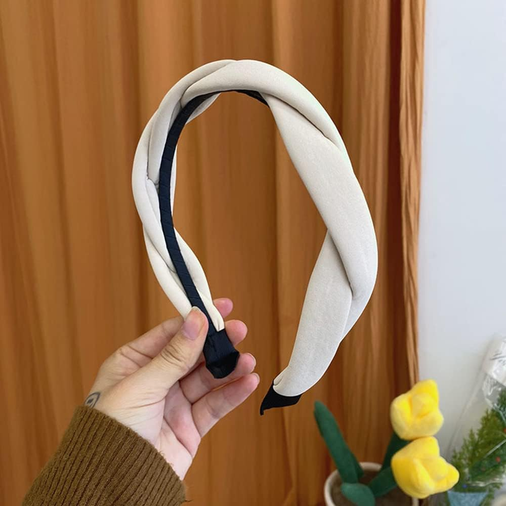 Headband, Sweet Braid Hair Bands, Elegant Style Headwear for Daily Work Party, Versatile Hair Accessories for Women Girls Boys Kids Men, Beige Colour image number 5