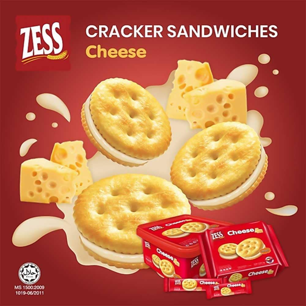 ZESS Cheese Sandwich Crackers, Cheesy Biscuit Sandwiches Snack 18 Individually Wrapped Packs Office and Kids Snack on the Go Snack for School Trip 612G image number 3