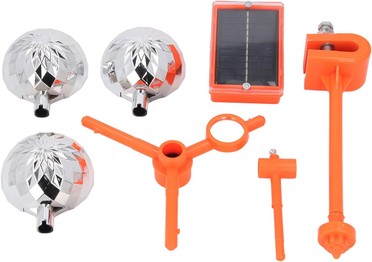 Solar-Powered Voice Bird Deterrent Device with 3 Pieces 360&deg; Wide-Range Reflective Rotating Prisms Cups, 2-In-1 Audio Signals to Scare Birds + Wind-Powered Rotation Mirrors for Outdoor Garden Yard image number 5