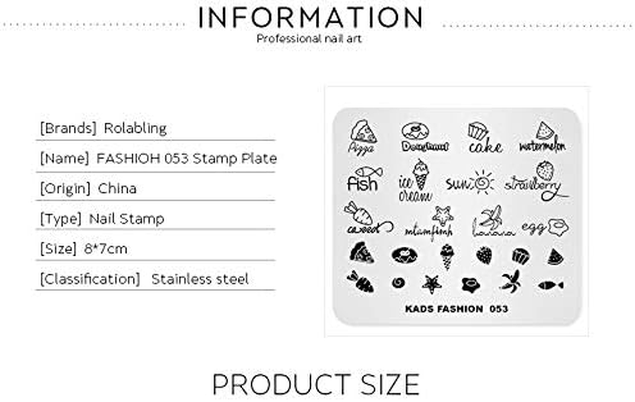 Nail Stamping Plate Fashion Food Fruit Summer Cake Fish Ice Cream Theme Multi-Pattern Stamp Print Image Stamp Template Nail Art for Nail Design image number 3