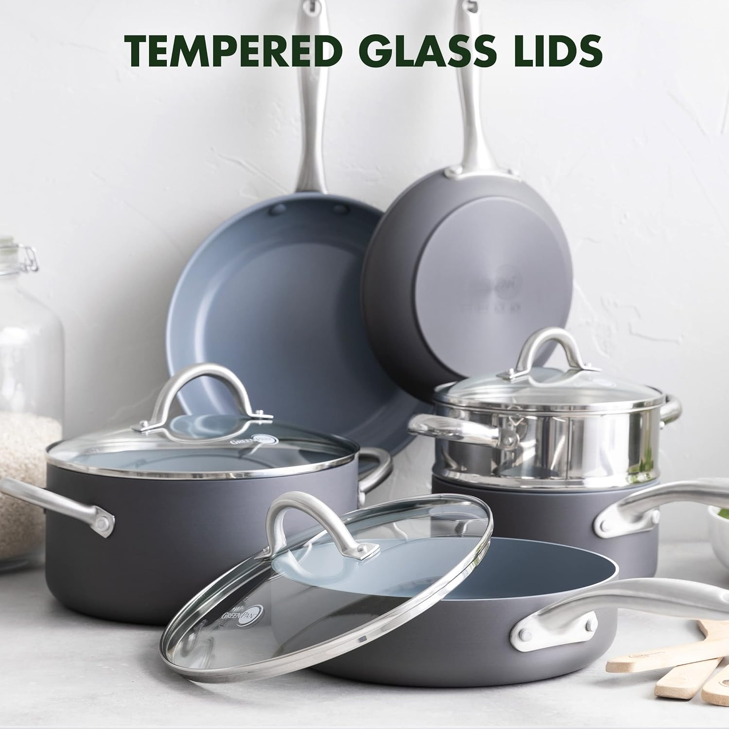 Greenpan Lima Hard Anodized Healthy Ceramic Nonstick 12 Piece Cookware Pots and Pans Set, Pfas-Free, Oven Safe, Gray image number 1