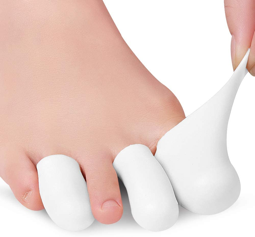 Toe Cushion Tubes Sleeves Soft Gel Corn Pads Protectors for Friction Pain Relief Foot Care Tool Finger Protect (Large X 4Pcs+Small X 4Pcs, Beige)