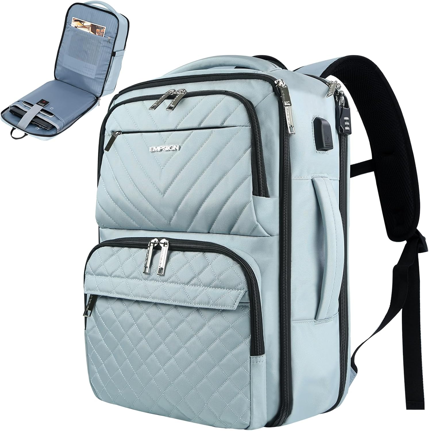 EMPSIGN Travel Backpack for Women, Large Carry on Backpack Airline Approved Personal Item Travel Bag, 17 Inch TSA Friendly Laptop Backpack with USB Port, Casual Daypack Business Backpack