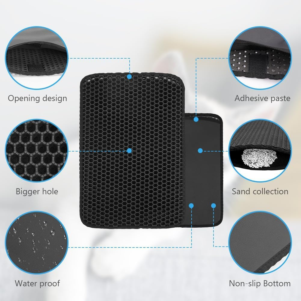 Adiwo Cat Litter Tray Mat, 30 X 45 Cm Cat Mat, Honeycomb Double Layer Design, Cat Litter Tray Mat, Cat Litter Tray Mat, Cat Litter Tray Mat, Cat Pretty Kitty