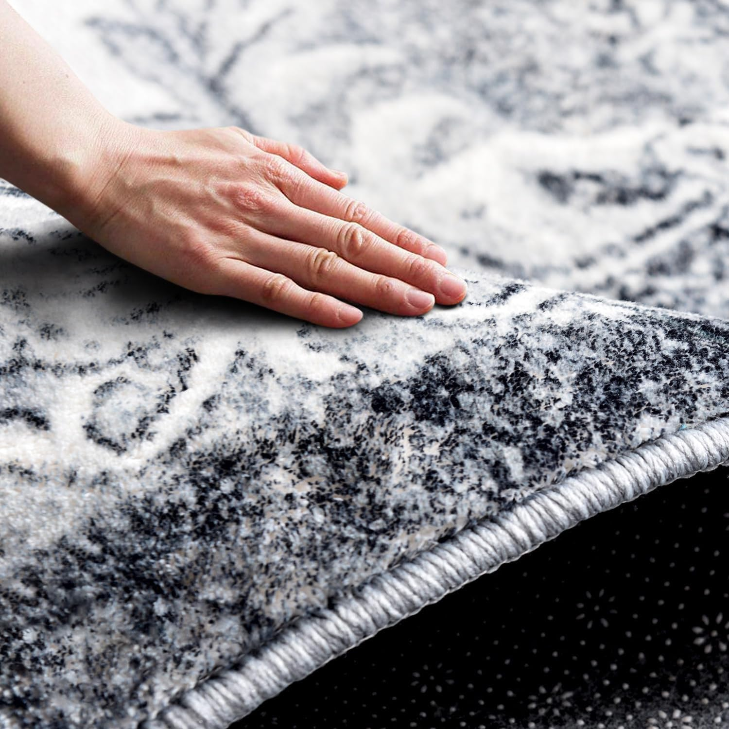 Tinyboy-Hbq Area Rug Living Room Rugs Kitchen Mats Rugs for Living Room Bedroom Luxury Imitation Cashmere Rug Modern Anti-Skid Carpet Floor Mats (Gray/White) (200 * 200Cm(6.6 * 6.6Ft))