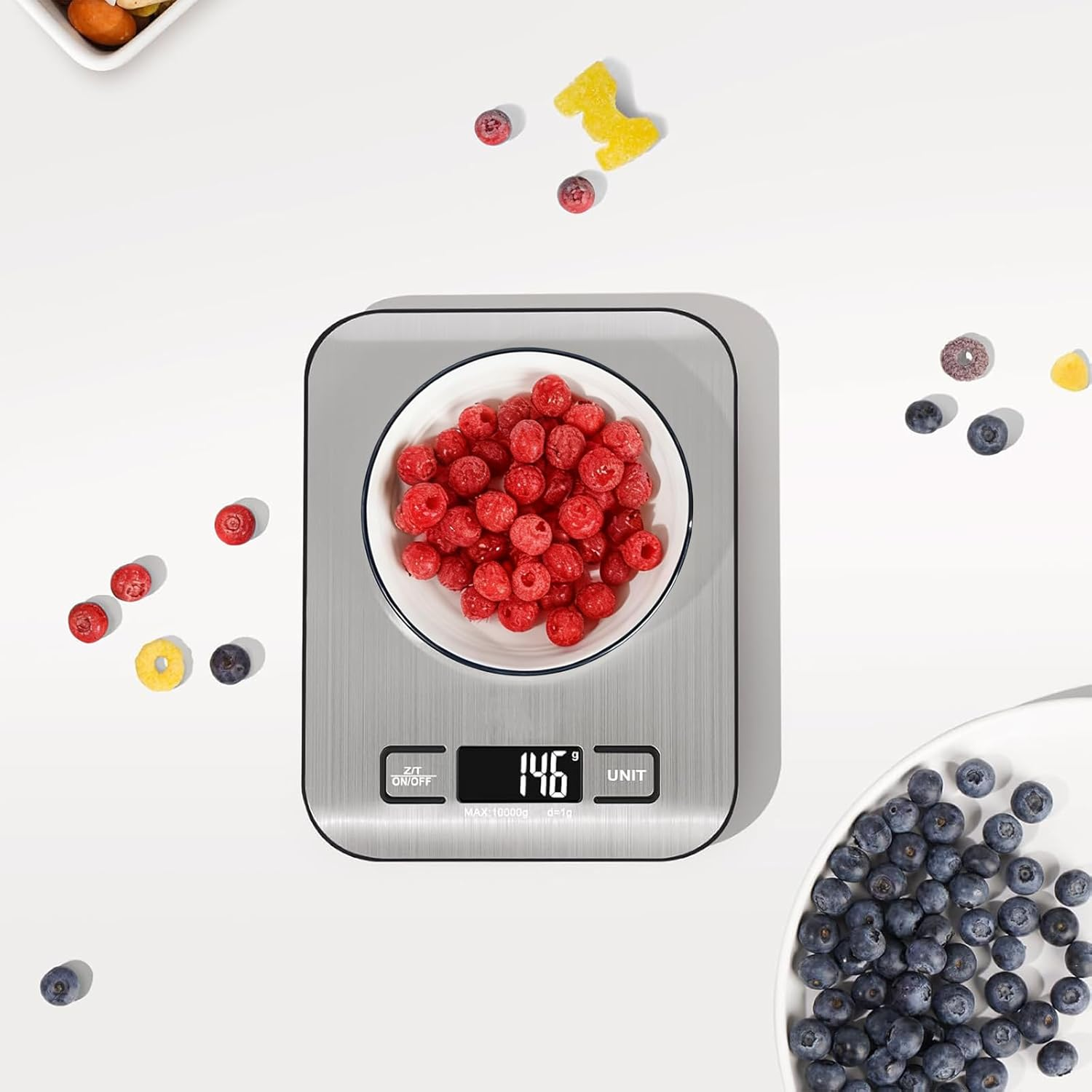 FEBHBRQ Rechargeable Kitchen Scale with USB-C Fast Charging, 10Kg/22Lb Digital Food Scale, 1G Precision, Stainless Steel Platform, Multiple Units (G/Lb/Oz/Ml), Tare Function - Easy to Clean & Auto-Off image number 6