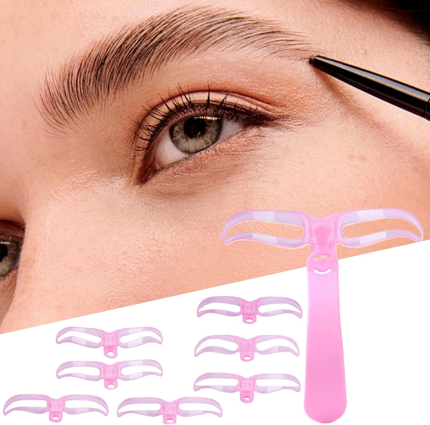 Eyebrow Stencils | 8-Styles Eye Brow Shaper Set | Washable Portable Eyebrow Templates for Makeup Travel Daily Use Party - Purple image number 3