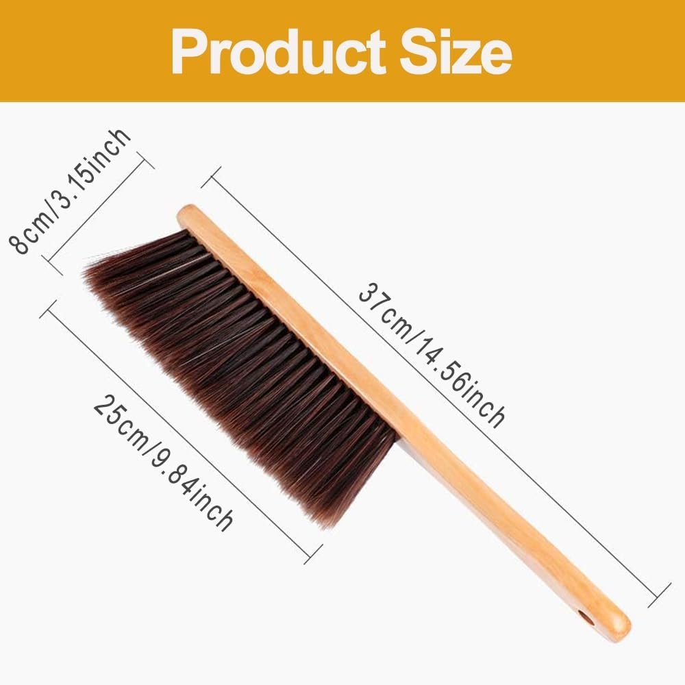 BEANPRECOY Counter Duster with Wood Handle Hand Brush Broom Bench Horse Hair Brush Dust Brush Bench Woodworking Brush Brushes Used for Counter Gardening Furniture Car Drafting Patio Fireplace Cleaning image number 4