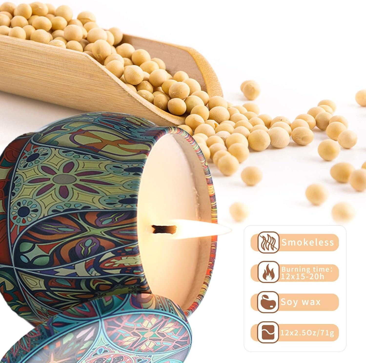 Oolong 6 Pack Scented Candles, 125G X 6 Pure Natural Soy Wax Portable Travel,Women'S Stress Relief Gift, Suitable for Christmas Birthday image number 4