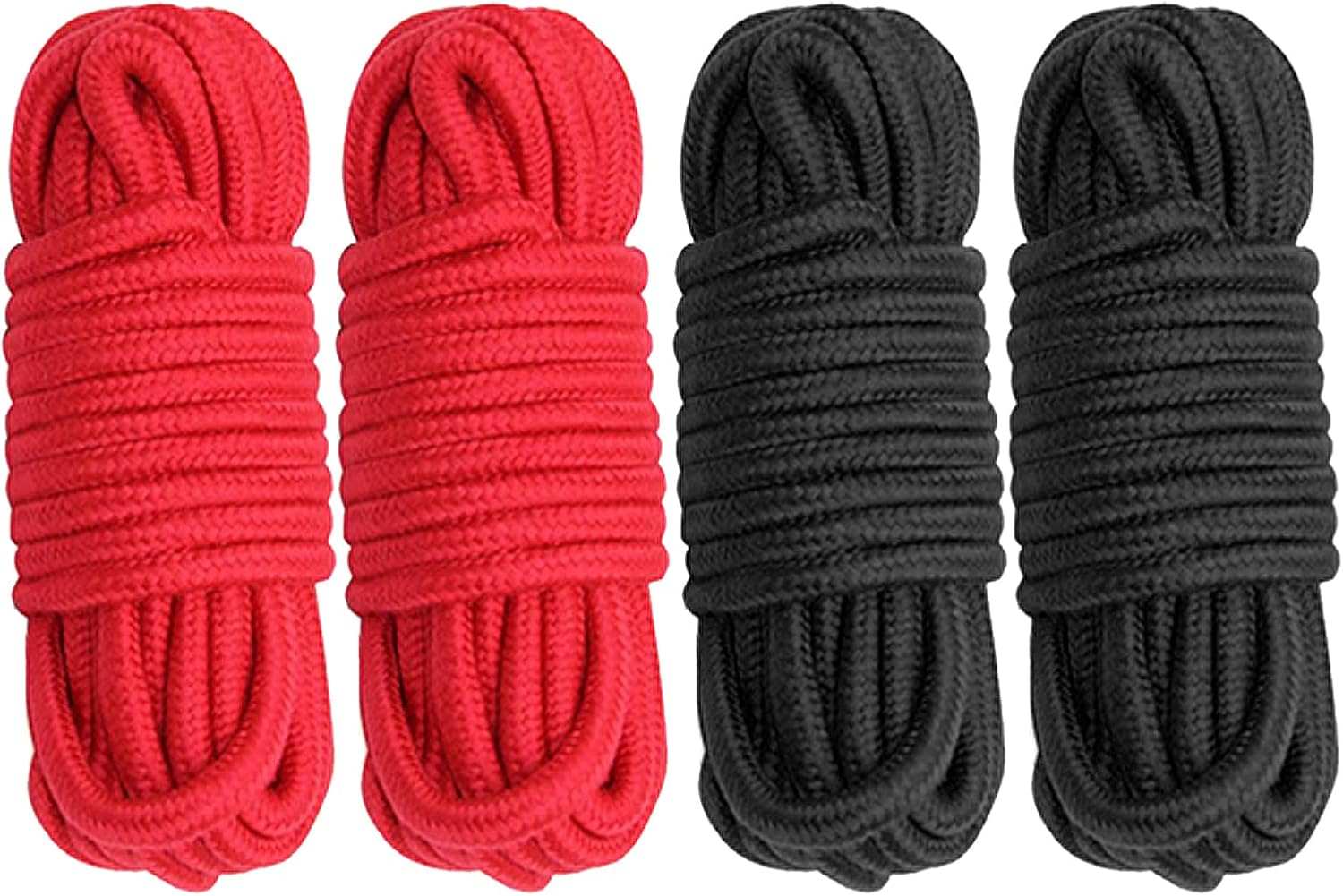 Cosymate Soft Cotton Rope Binding Rope All Purpose Thick Cotton Twisted Knot Tying Rope, 8Mm Diameter, 5M Long, Pack of 4, Black image number 1