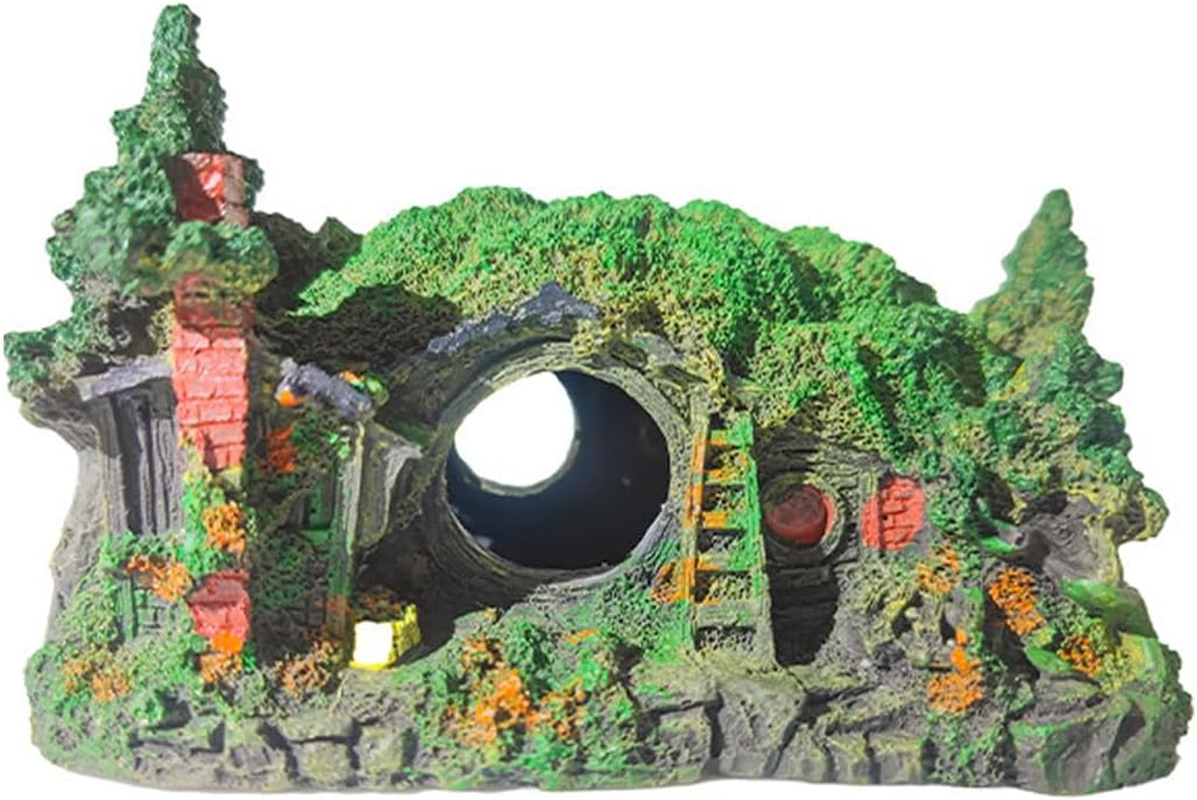 AIMALL Resin Grass House for Aquarium - Simulated Thatch Decoration, Fish Hideout, Enhances Playfulness and Relieves Stress, Suitable for All Water Types