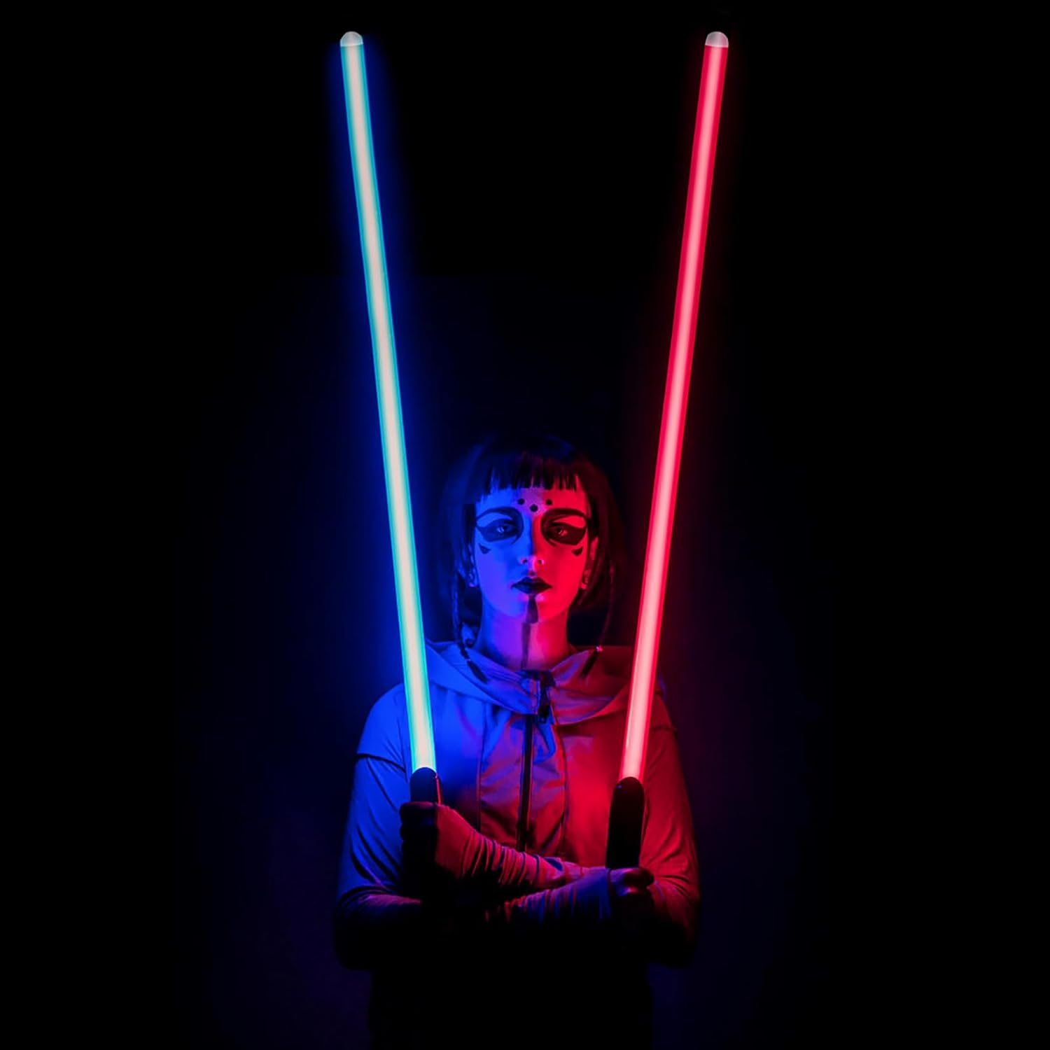 Lightsaber Rechargeable 7 RGB Color Metal Hilt Dueling LED Light Saber for Adults Kids Cosplay Accessories with Sound Mode, Silver - Black 2 Packs image number 3