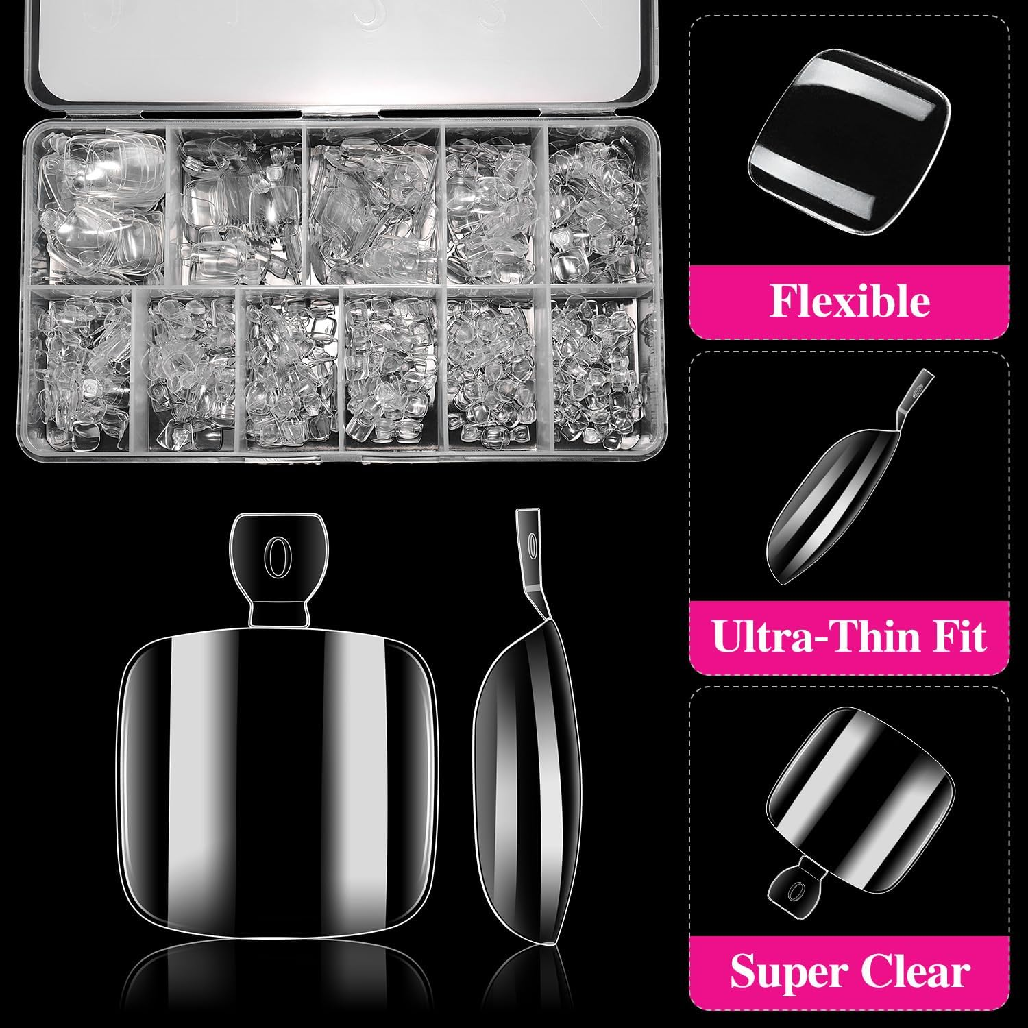 AIMEILI False Toe Nail Tips Clear Full Cover Toe Art Nails image number 4