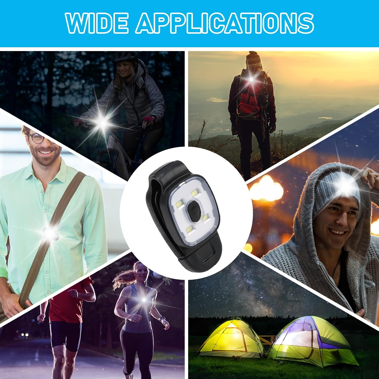 2 Pack Clip on Torch/Flashlight, LED Running Lights for Runners USB Rechargeable Safety Lights for Walking at Night Hands Free Running Chest Light Dog Walking Hiking Joggers [Energy Class A++] image number 1