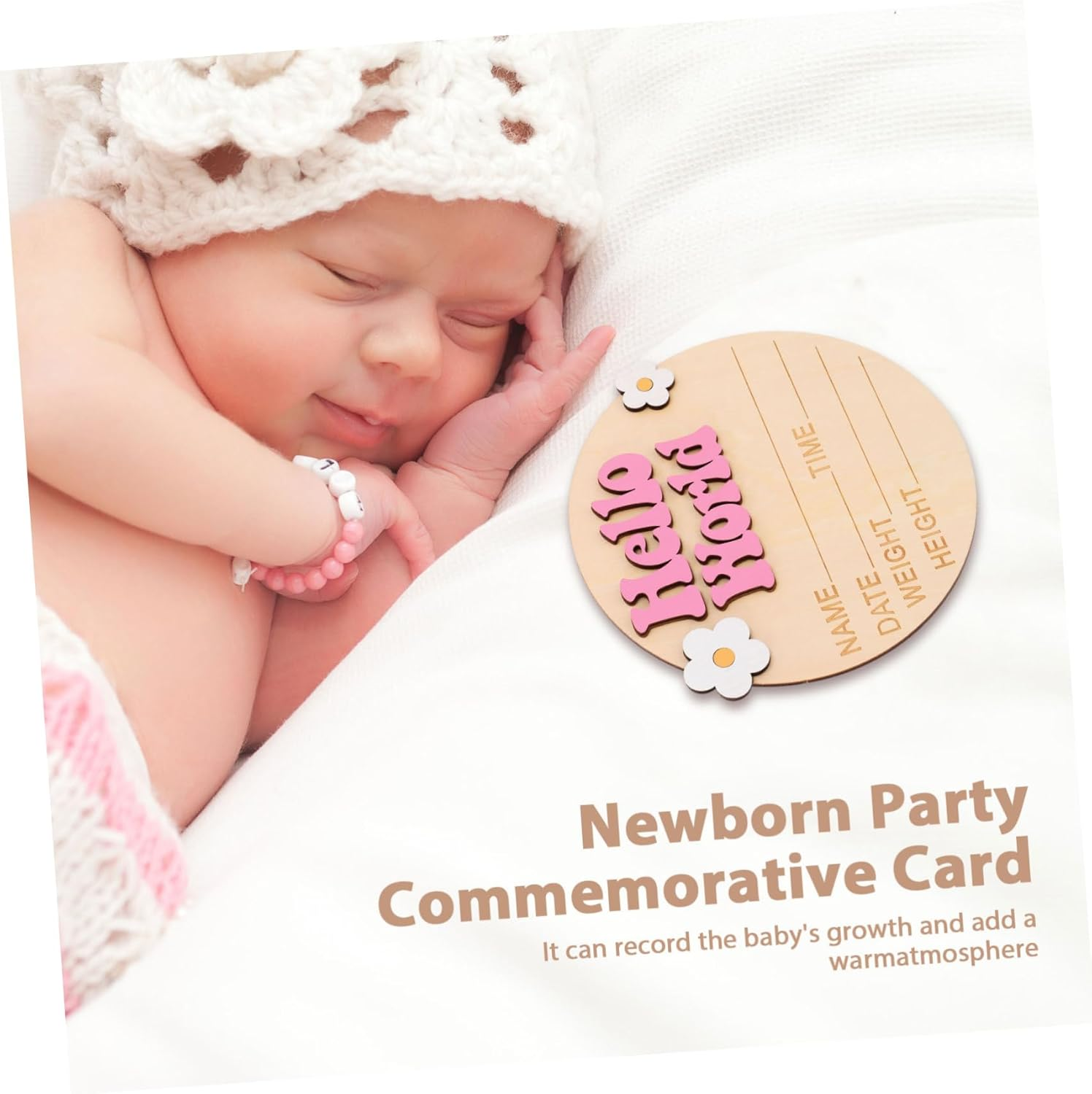 Abaodam Growth Commemorative Card Unisex Birth Announcement Sign Newborn Name Announcement Shower Decor - Multi image number 2