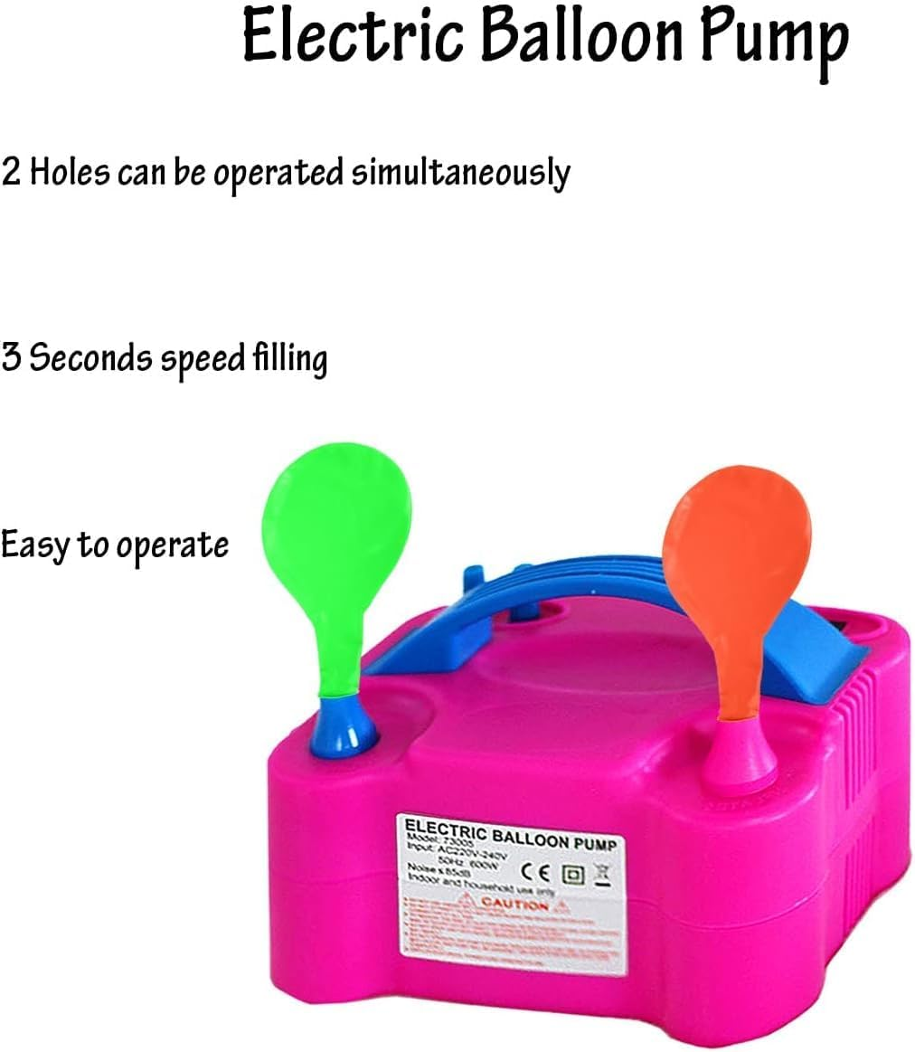 Premium Electric Balloon Pump, Balloon Inflator 220-240V with 2 Inflation Modes, Balloon Inflator Pump for Party, Christmas Decorations,Balloons,Birthday and Weddings (Rose Red) image number 3