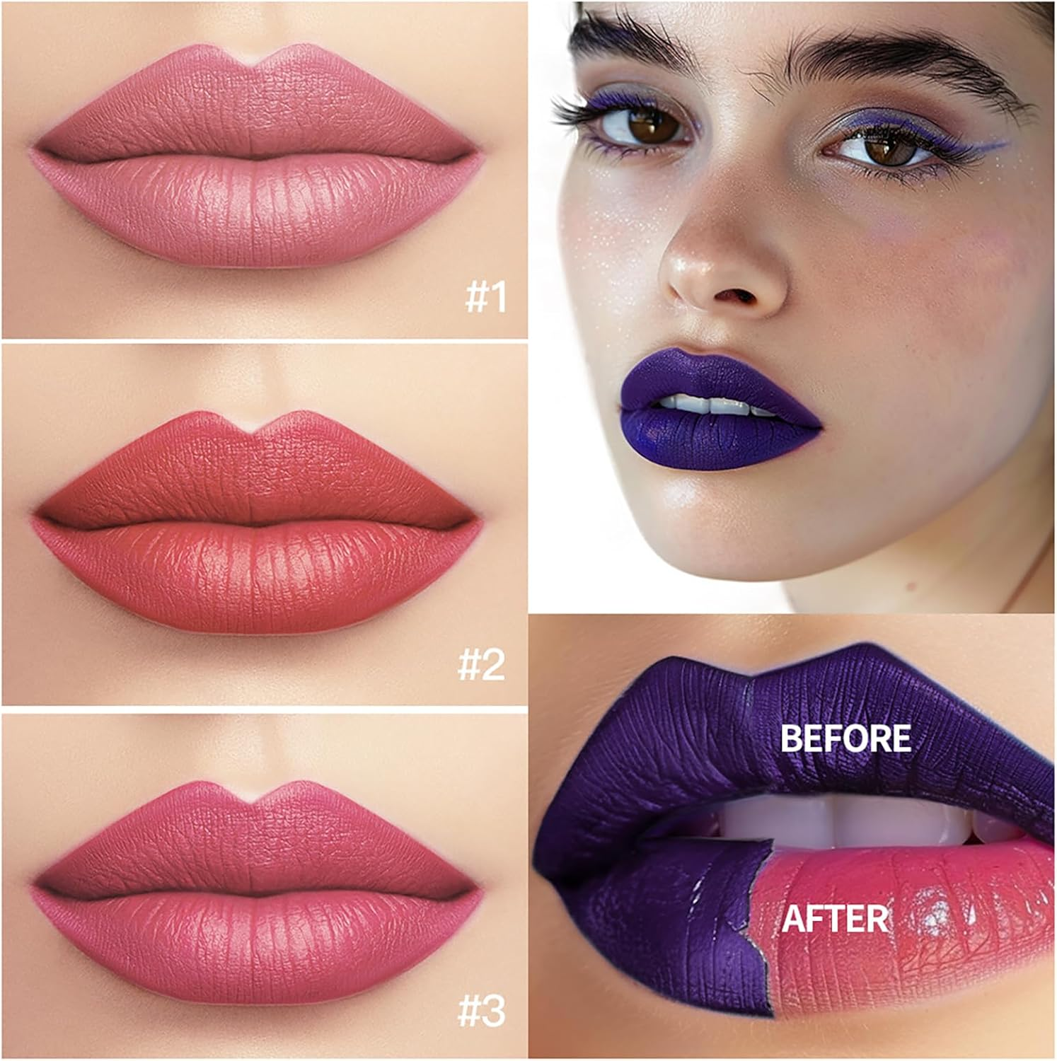 Dynaeuty 3 Colors Lip Stain, Peel off Lip Stain Lip Tint Set, Waterproof Long Lasting Non Stick Cup Non Fade Liquid Lipstick Set, Magic Color Lip Oil Set for Women Girls (A) - 04 image number 5