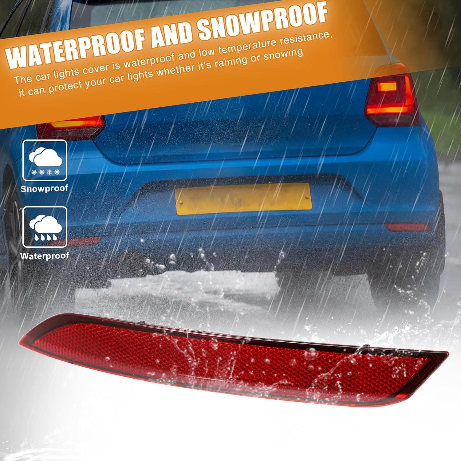 X AUTOHAUX 1Pcs Rear Left Bumper Reflector Light Cover 6C0945105B for VW POLO 2014-2017 Red image number 2