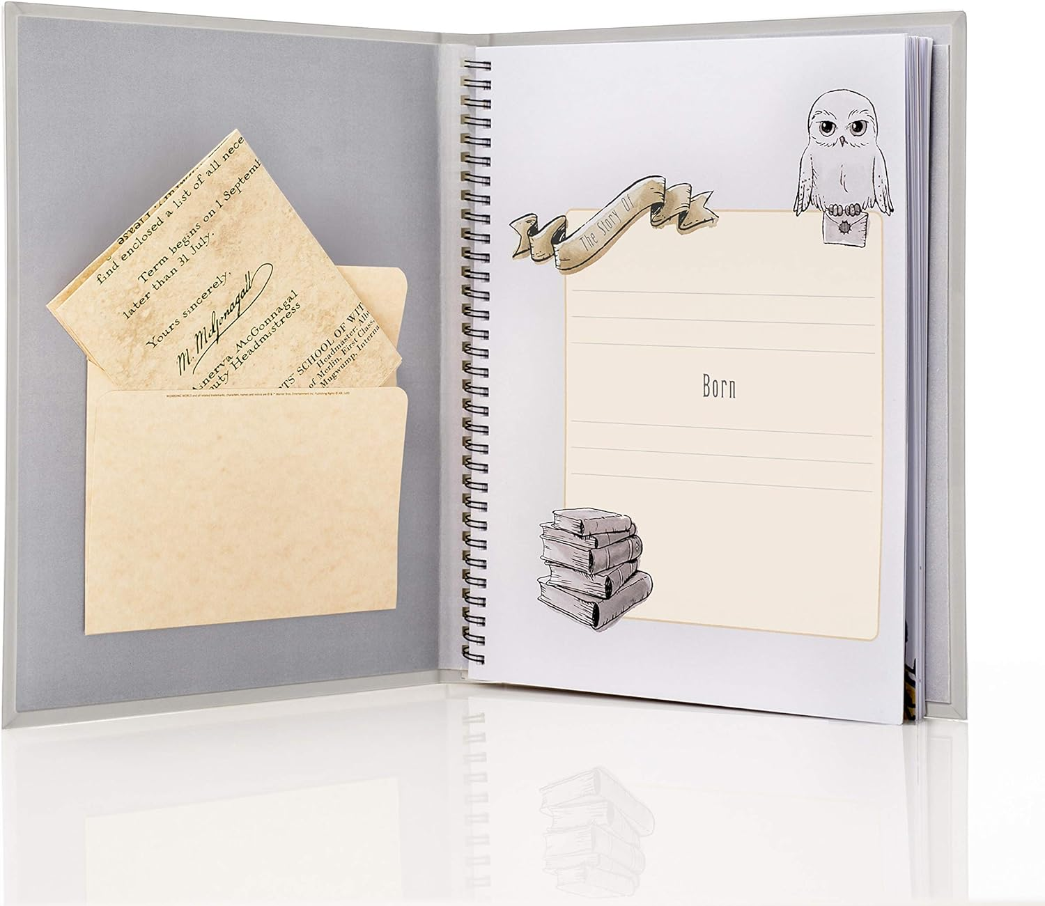 Conquest Journals Harry Potter Little Keeper Baby Album, Capture Magical Memories from Baby Shower through Age 5, Grey Linen Cover with Lay Flat Spiral, 9" X 11 1/2", 66-Guided Journal Pages image number 1