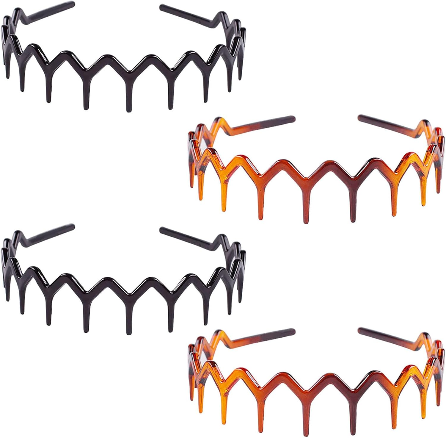 Zigzag Headband, 4 Pieces Zigzag Hair Hoop Shark Tooth Hair Comb Hair Band Plastic Headband Make up Zigzag Headband Non-Slip Head Hoop Fashion Headbands for Women and Girls image number 6