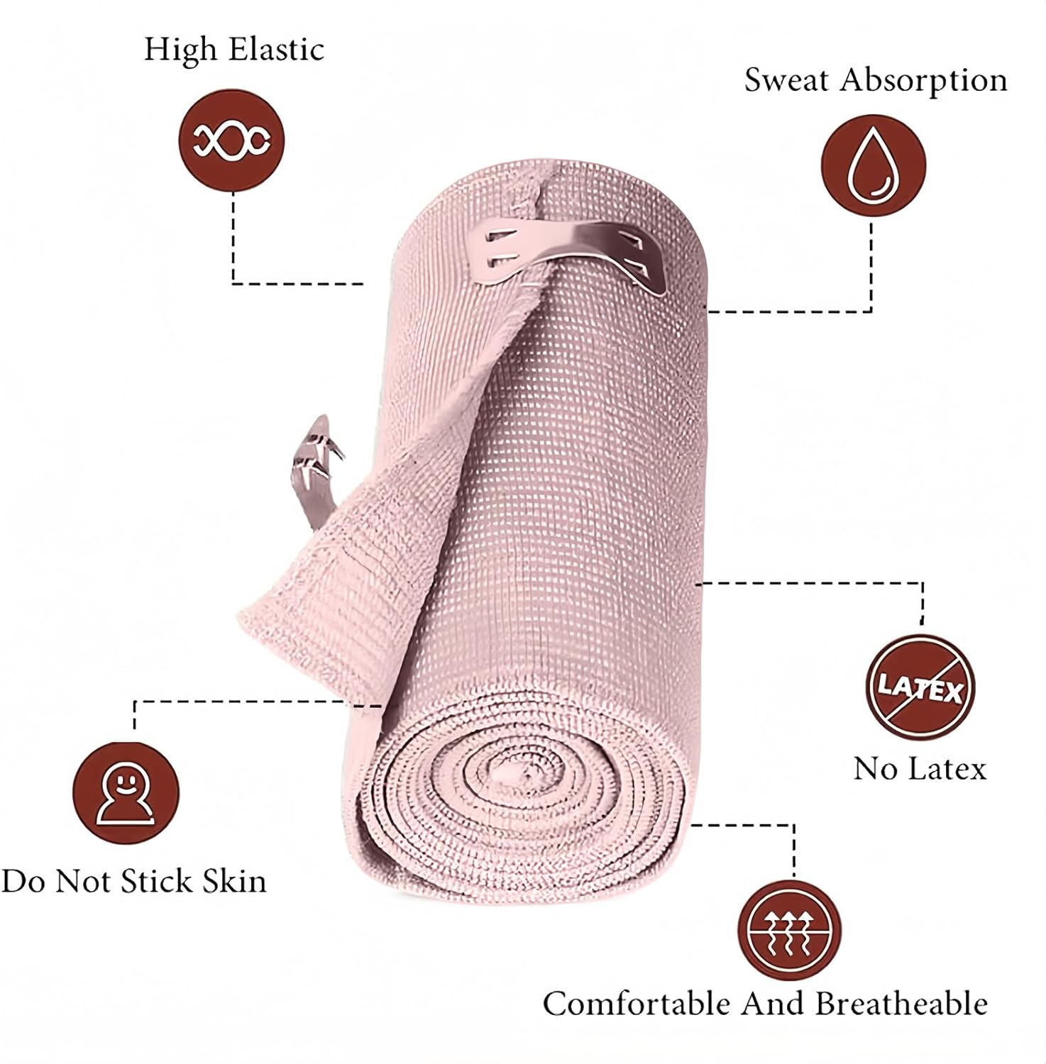 4 Pcs Compression Bandage Wrap 10CM X 4.5M, Breathable Elastic Sport Support Bandage Wrap for Knee, Ankle, Wrist, Legs & Arms - Ideal for Athletes & Injury Recovery image number 5