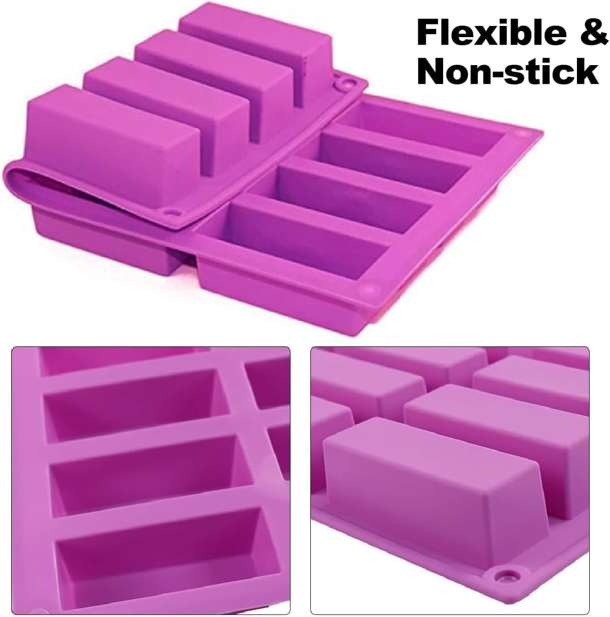 Silicone Granola Bar Molds, Rectangle, for Energy Bars, Cereal, Protein, Brownie, Cheesecake & More - Chocolate & Candy Molds, 12 Cavity Pack image number 5