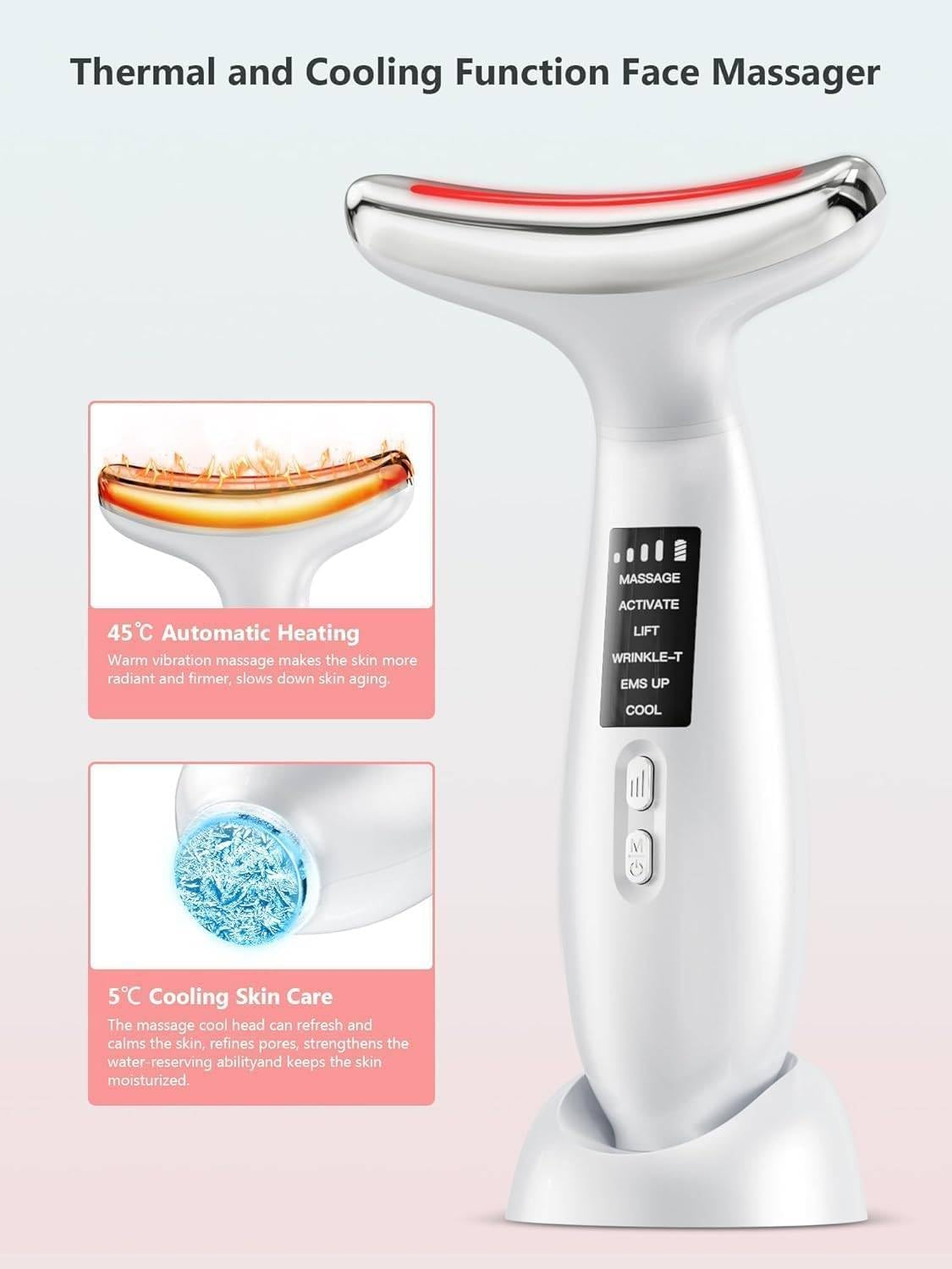 Jiaozoum Face Lifting Device Facial Massager, Electric Skin Lift Beauty Machine with 5&deg;C Cooling Head - 45&deg;C EMS Microcurrent Massage 6 Modes, Face Sculpting Device Anti-Wrinkle Tightening Eye Body image number 3