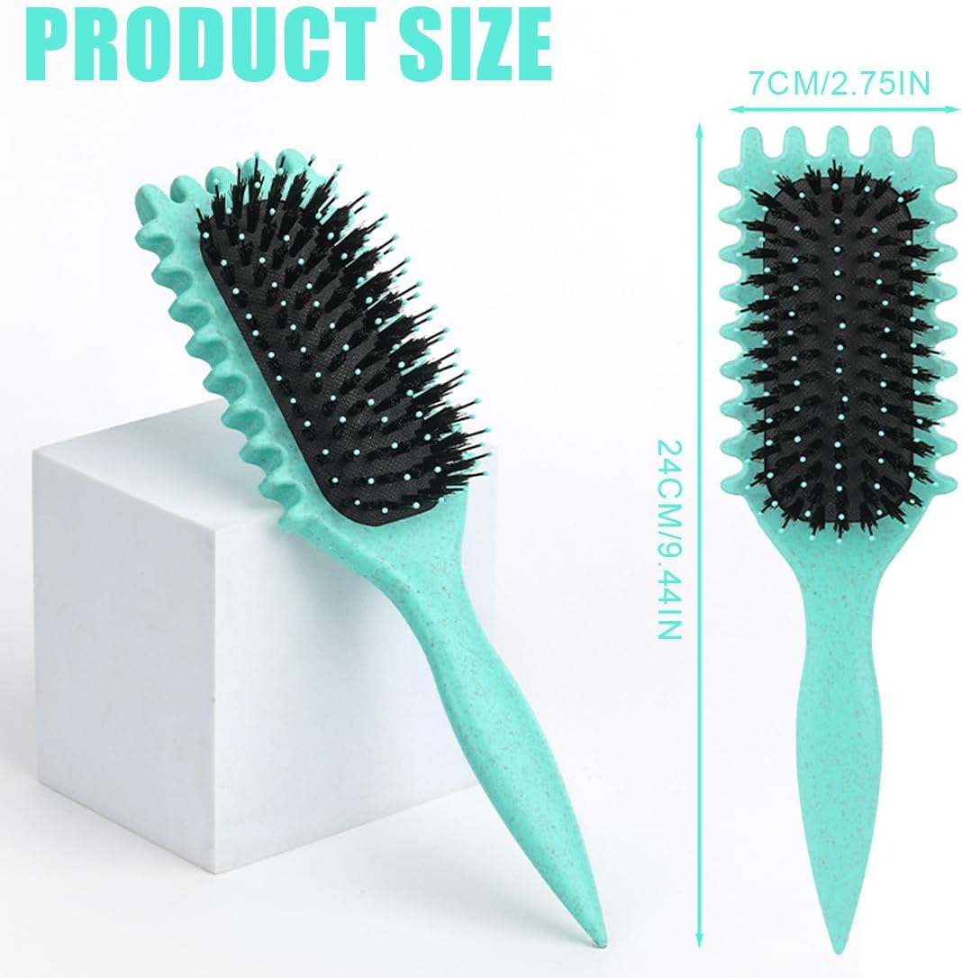 Tomedeks 1 X Brush Curl, Curl Defining Brush, Boar Bristle Hair Styling Brush for Detangling, Shaping, Curly Hair Brush for Women and Men (Green) image number 3