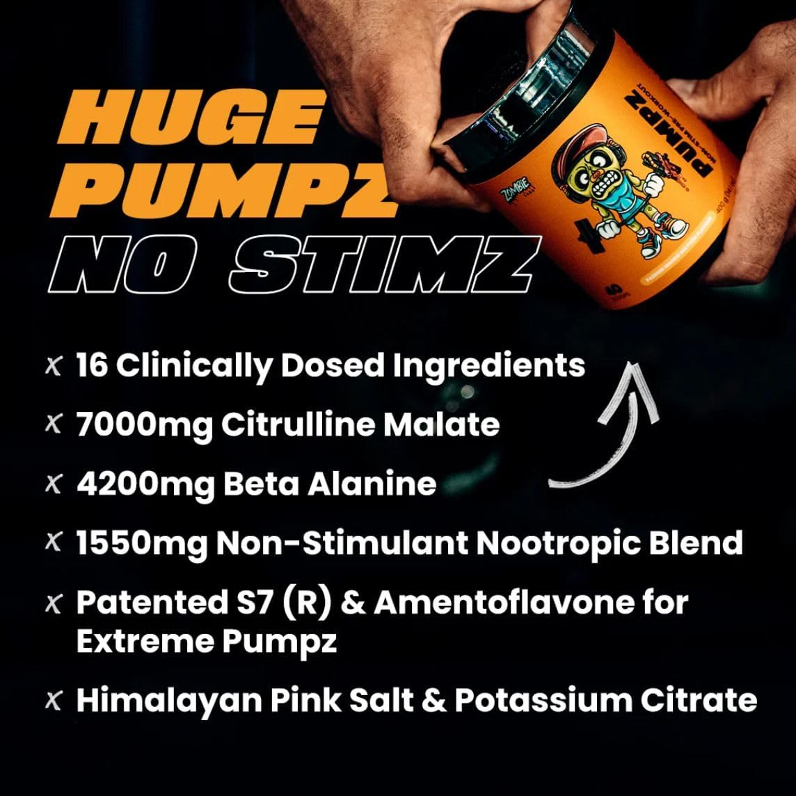 Zombie Labs Pumpz Non-Stim Pre Workout Sour Gummy 40 Serves