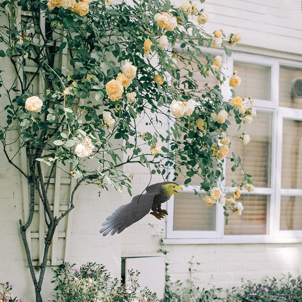 STOBAZA Owl Decoy, Lifelike Flying Hawk Decoy with Hanging Strings, Eagle Shaped Bird Deterrent, Fake Scarer, Cat Bird for Garden Decoration image number 3