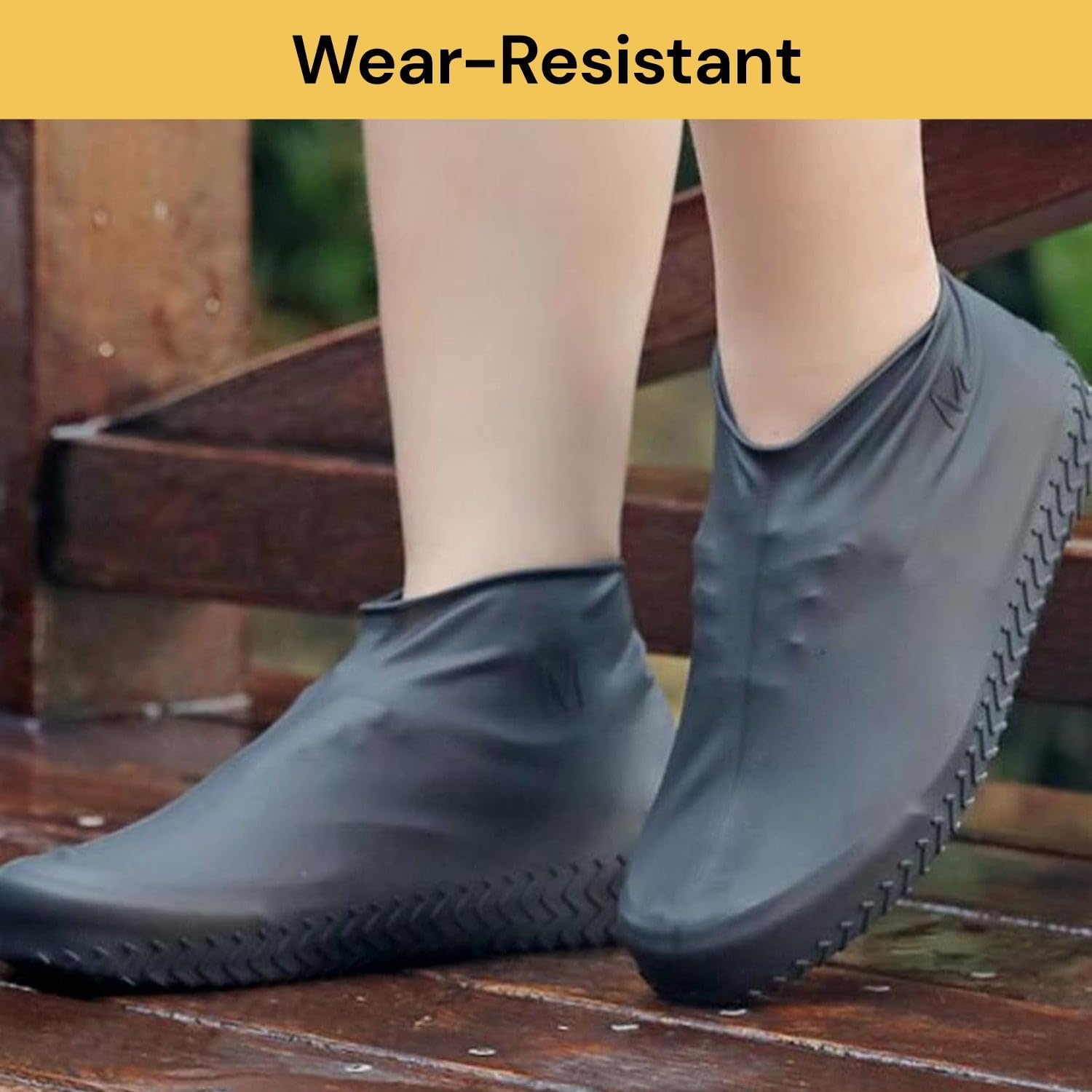 EZONEDEAL Waterproof Shoe Covers, Silicone Waterproof Shoe Covers Non-Slip Waterproof Overshoes Silicone Rubber Rain Boot Covers Shoe Protective Covers Non-Slip Shoe Boots Easy Clean Shoe Covers (L) image number 4