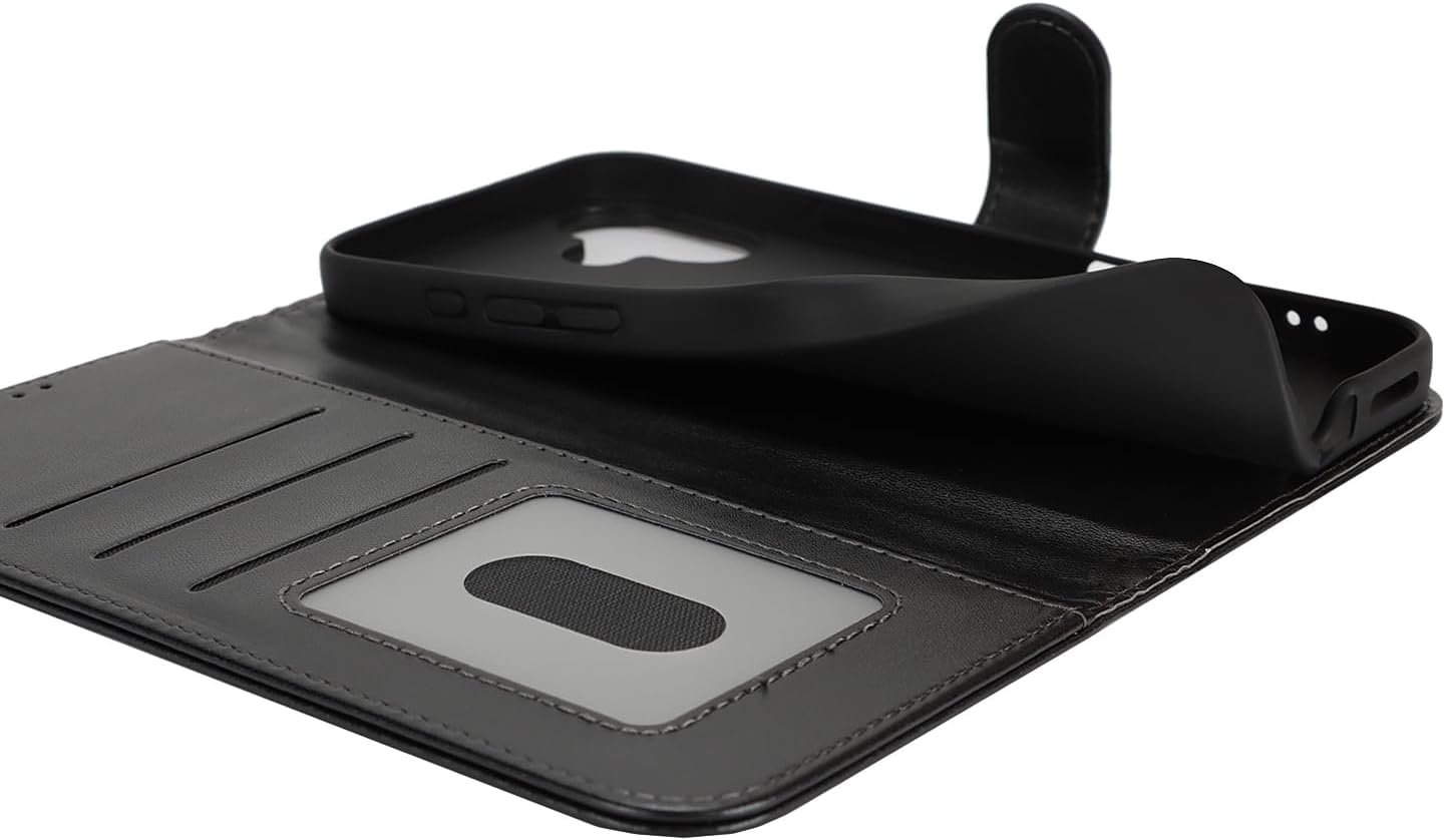 For Iphone 16 plus Case Phone Leather Wallet with Card Holders Slots Magnetic Flip Cover Purse Sunyoo Case Etui Portefeuille Pour Femmes Homme Coque Porte Feuille Carte for Iphone 16Plus Black image number 2