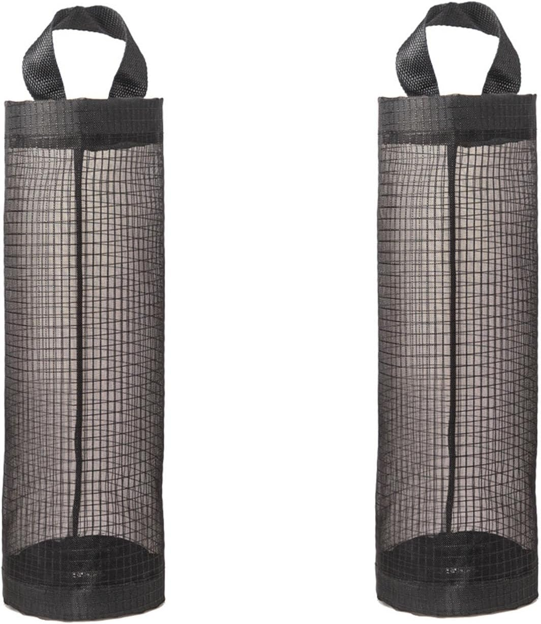 Plastic Bag Holder Dispenser 2PCS, Hanging Storage Bag Trash Bag, Plastic Bag Holder Mesh Grocery Bag Holder, Black image number 4