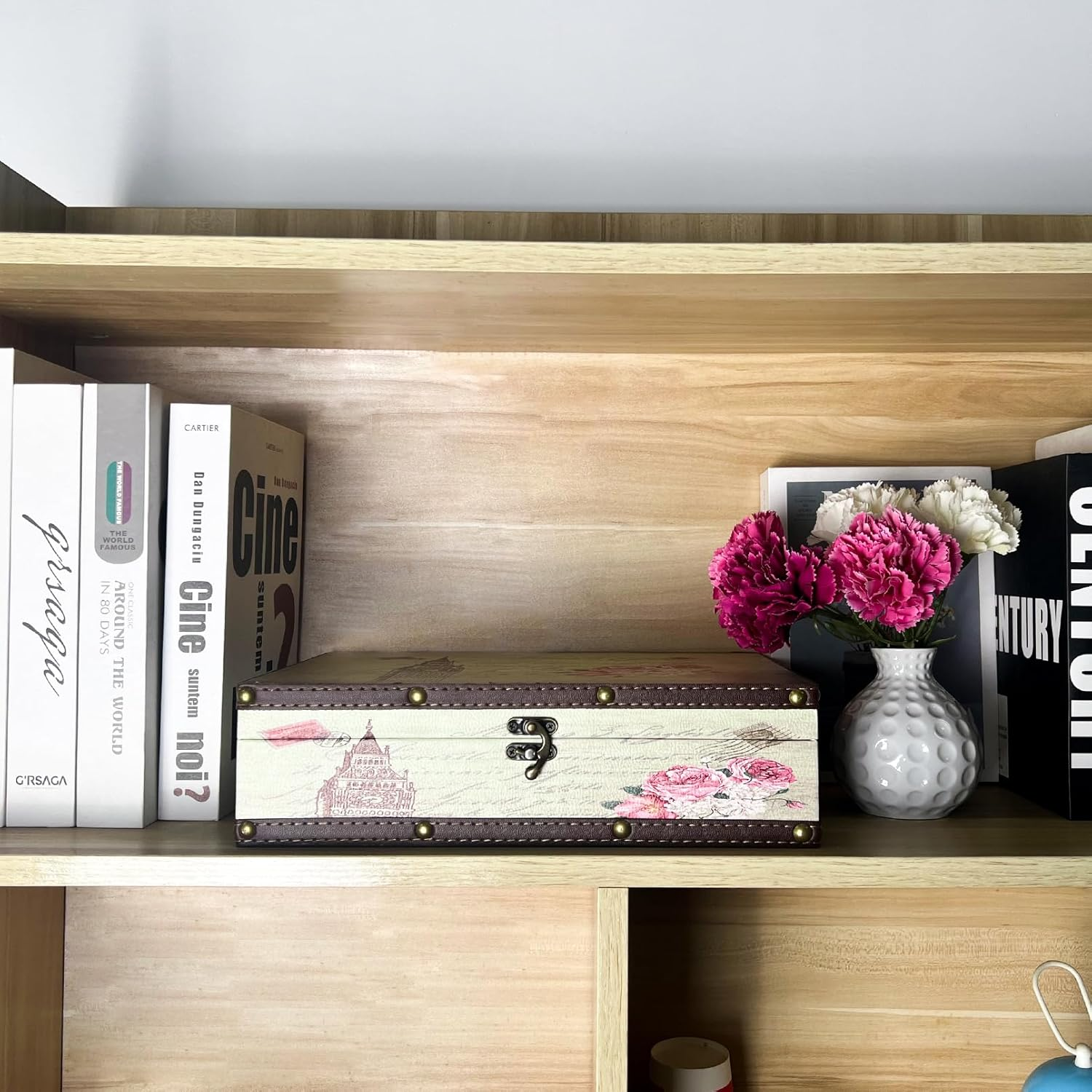 Dreamseden Wooden Decorative Storage Box, Vintage Treasure Box Letter Paper Container Keepsake Case for Gifts Home Decorations