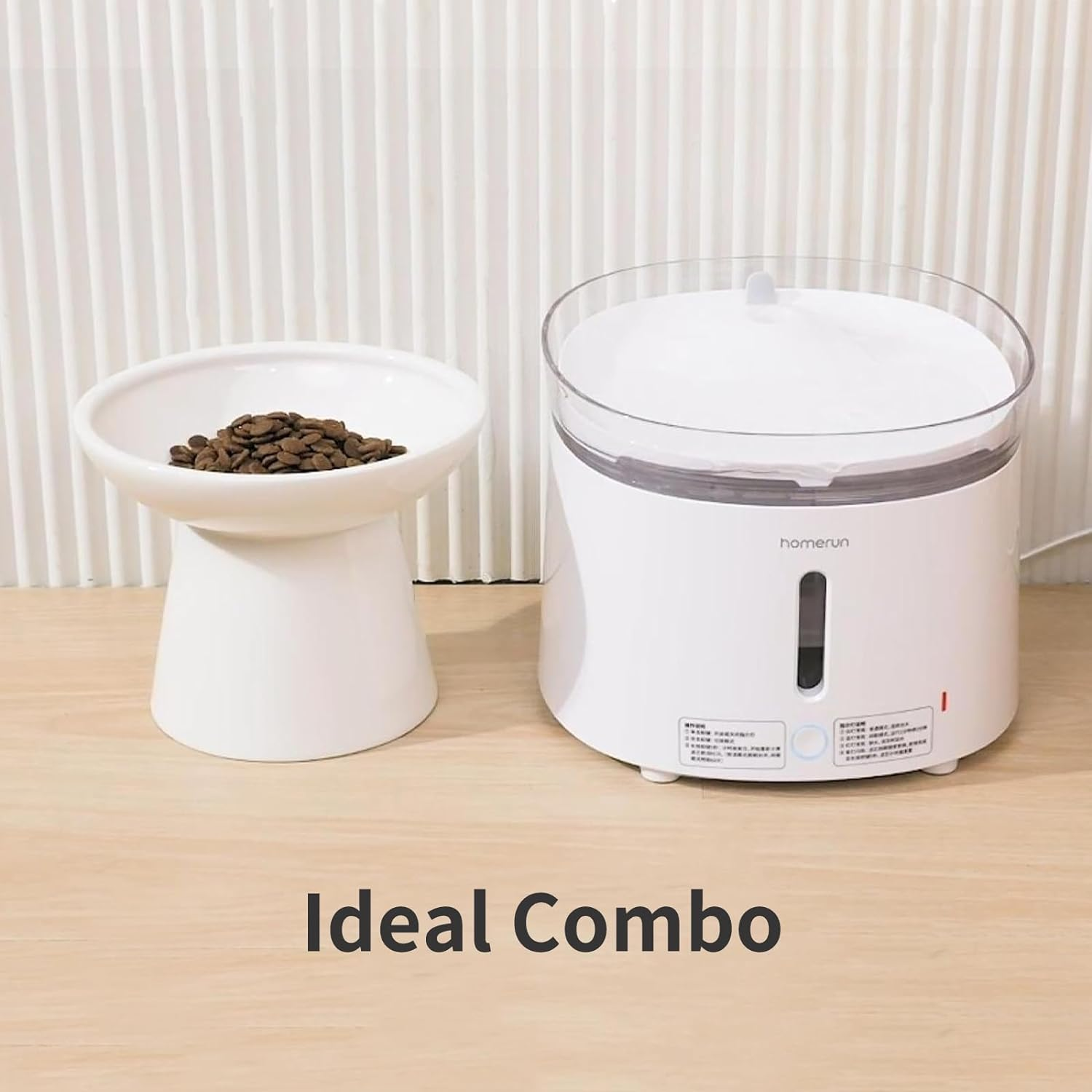 CEEFU Extra Wide Elevated Ceramic Cat Bowl, 6.2" Shallow Dish for Whisker Fatigue Relief, 5" Height for Easy Feeding, Durable Raised Cat Food Bowls, Pack of 2, White image number 1