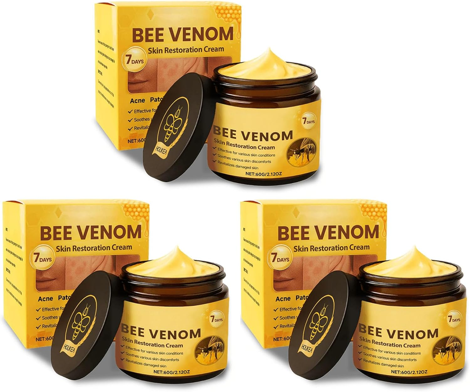 Zentheca Bee Venom Cream, Bee Venom Skin Restoration Cream, Be-E Veno-M Comprehensive Crea-M, Natural Ingredients, for All Skin Types (2PC)